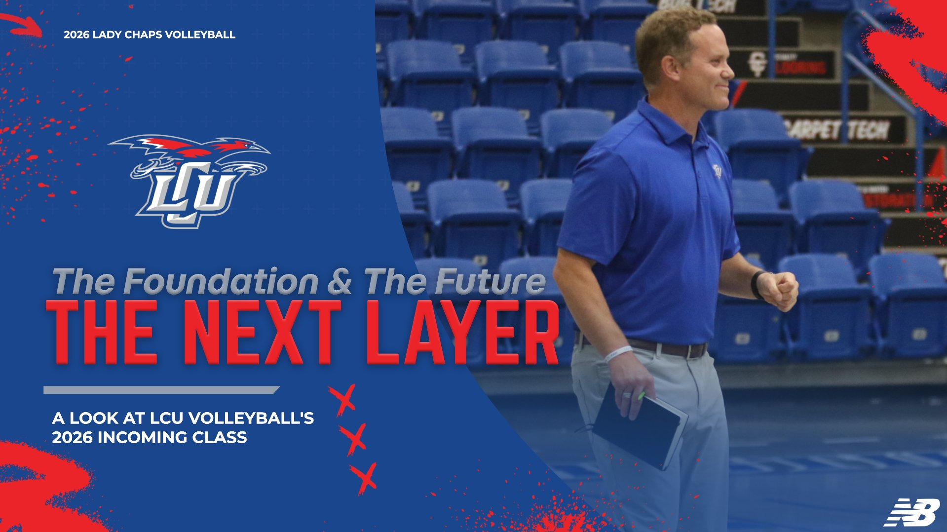 A promotional graphic for 2026 Lady Chaps Volleyball headlined 