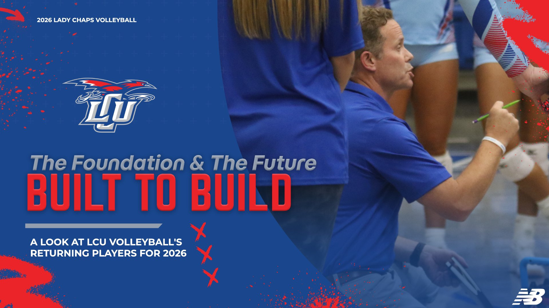 A promotional graphic for 2026 Lady Chaps Volleyball headlined 