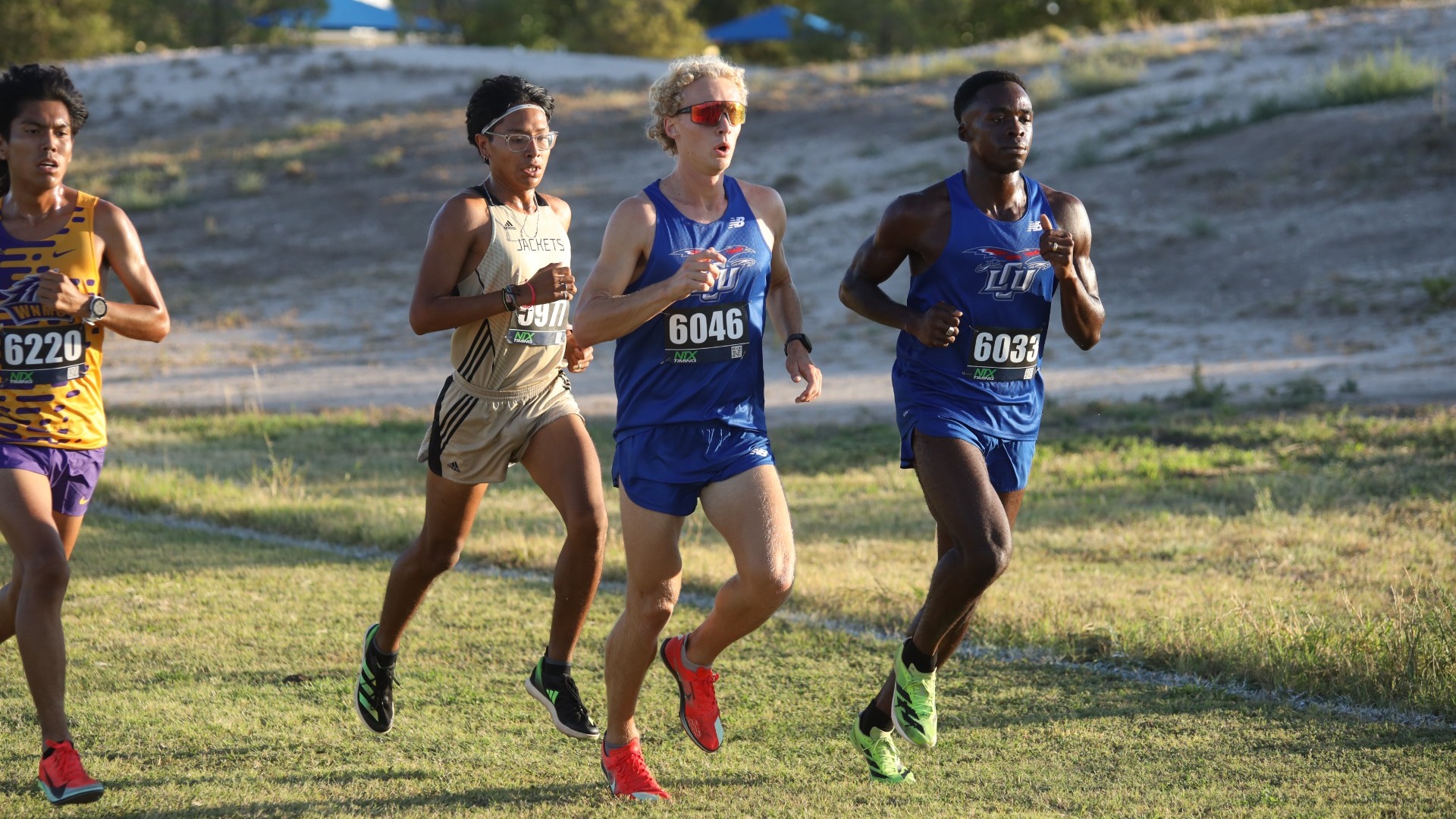 Lubbock Christian runners Alfons Rawall (left) and Matthew Gordon (right) run outdoors at the LCU Cross Country course. 