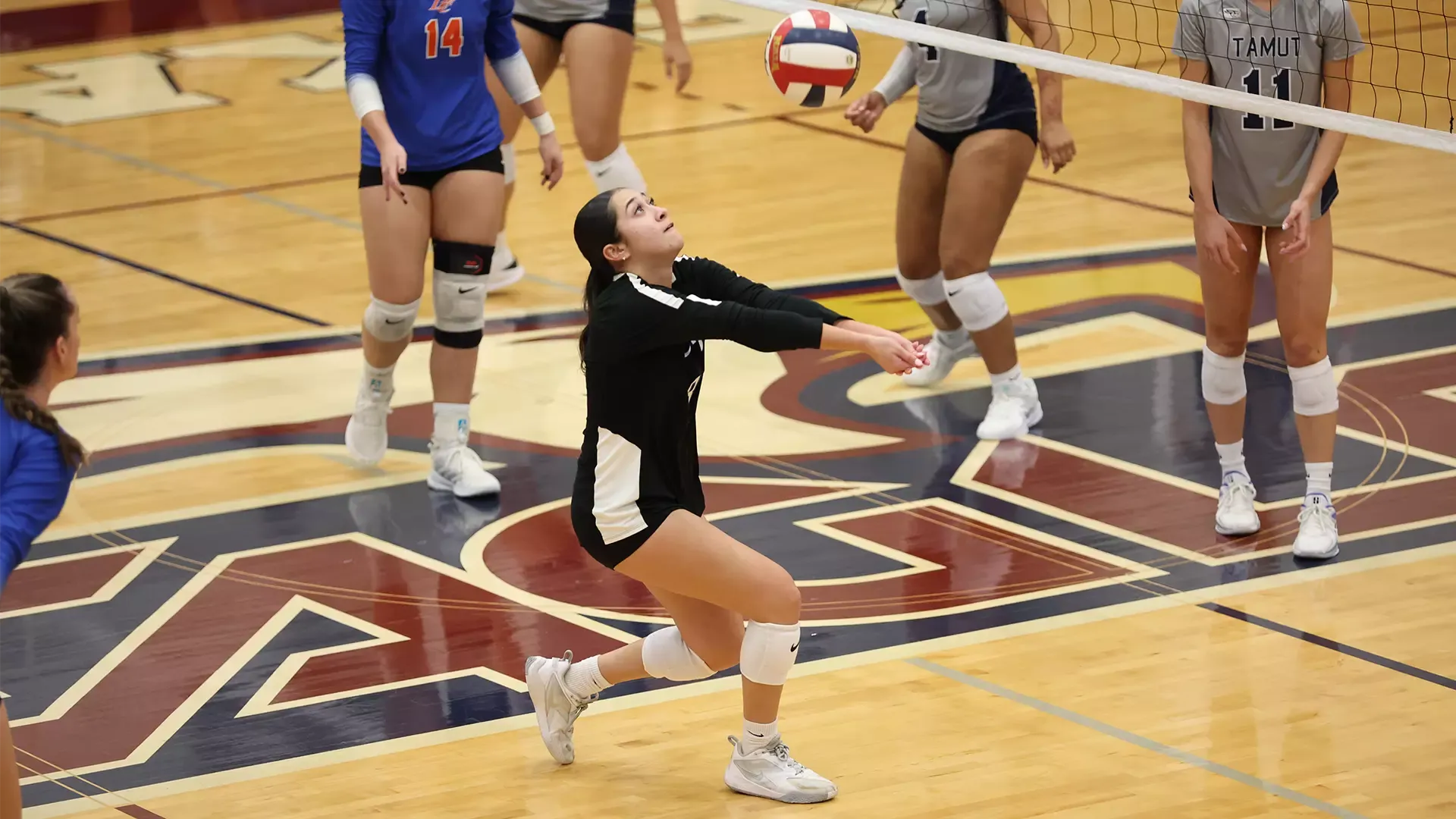Angelina Medrano bumps ball up vs. TAMUT 10/10/25