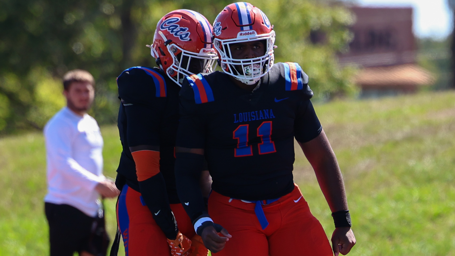 Jordan Oglesby celebrates play vs. Texas Wesleyan 10/10/26
