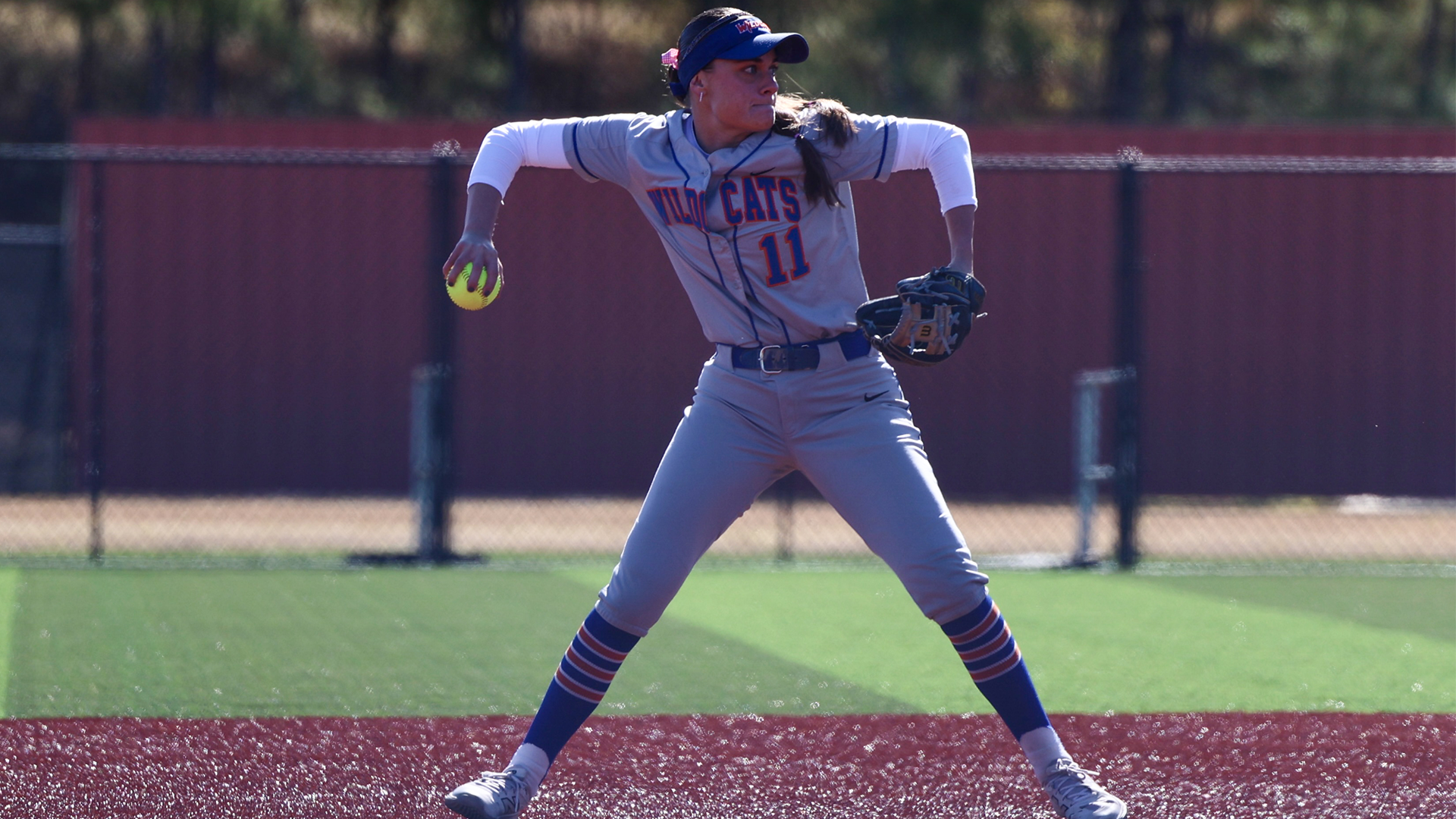 Maci Baldwin throws ball vs. William Carey 2/7/26