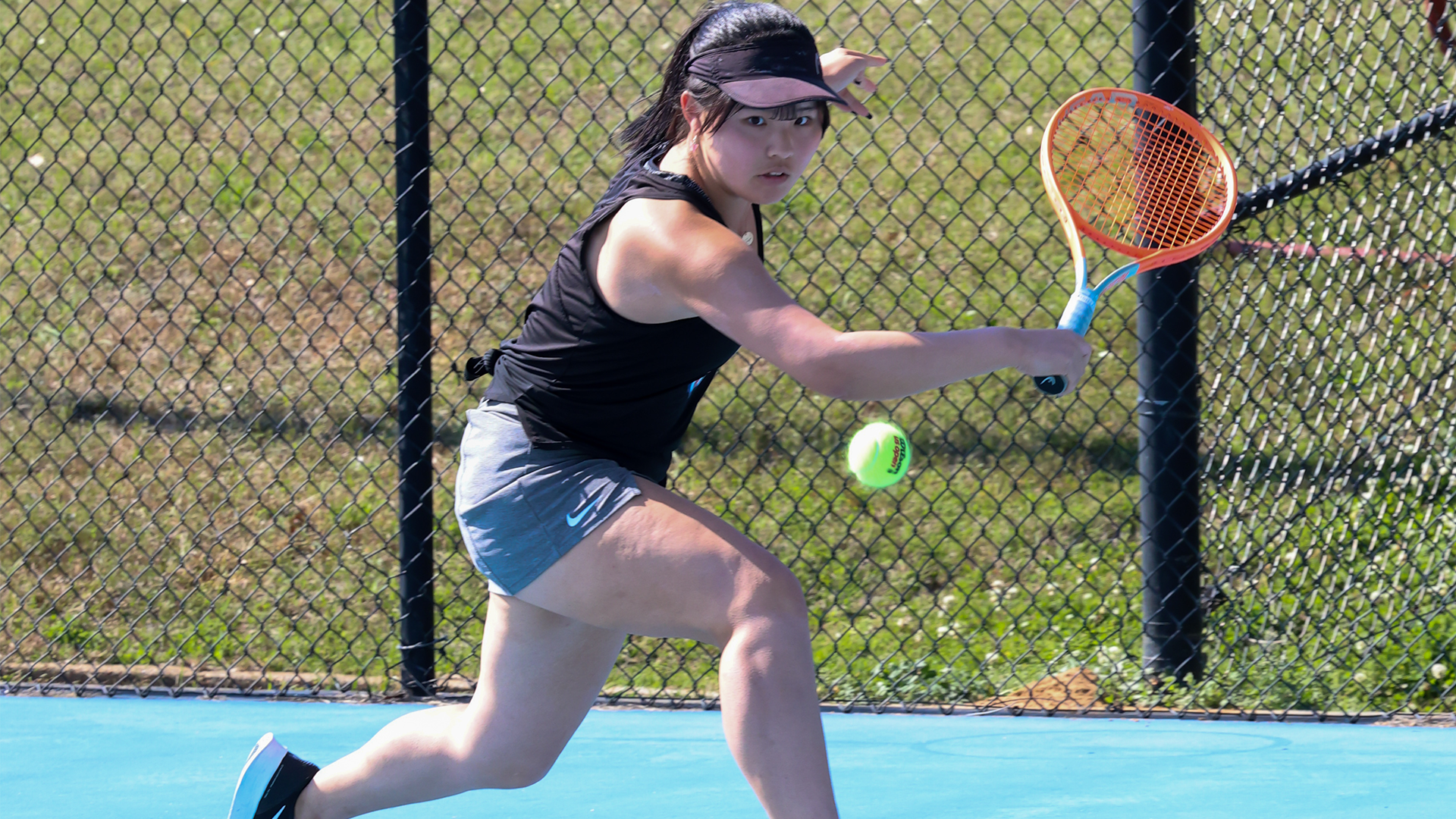 Akari Uchimaya returns ball vs. Dillard 2/27/26
