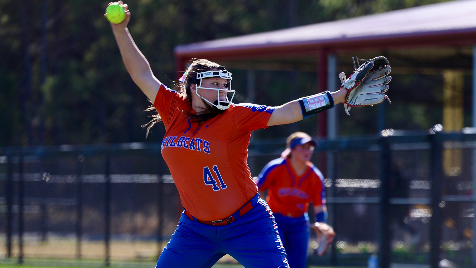 Addison Bailey in her pitching motion vs. Texas A&M-San Antonio 2/6/26