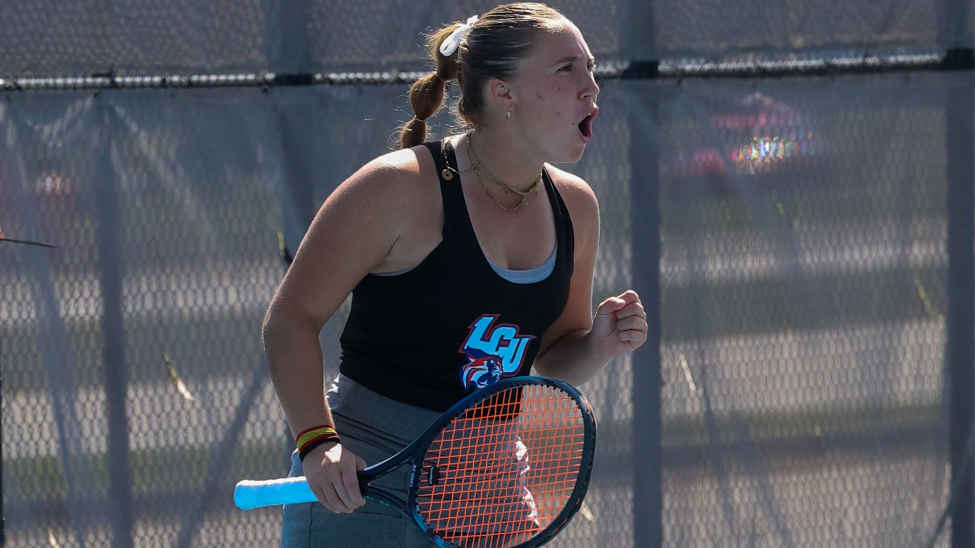 Valeria Callejo celebrates a point vs. Dillard 2/27/26