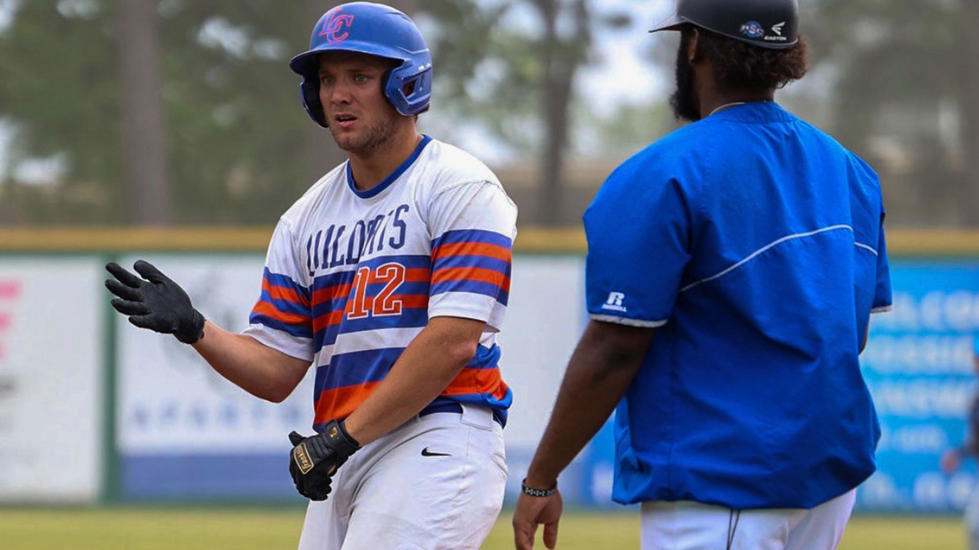 Gavin Vordick stands on first base vs. Our Lady of the Lake 4/2/26