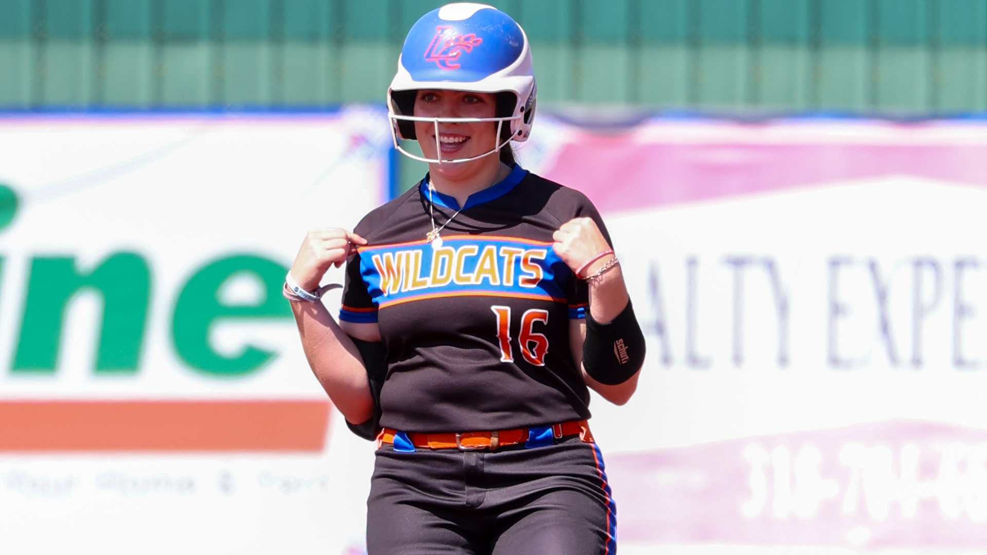 Christina Curtis celebrates hitting a double vs. Texas College 4/11/26