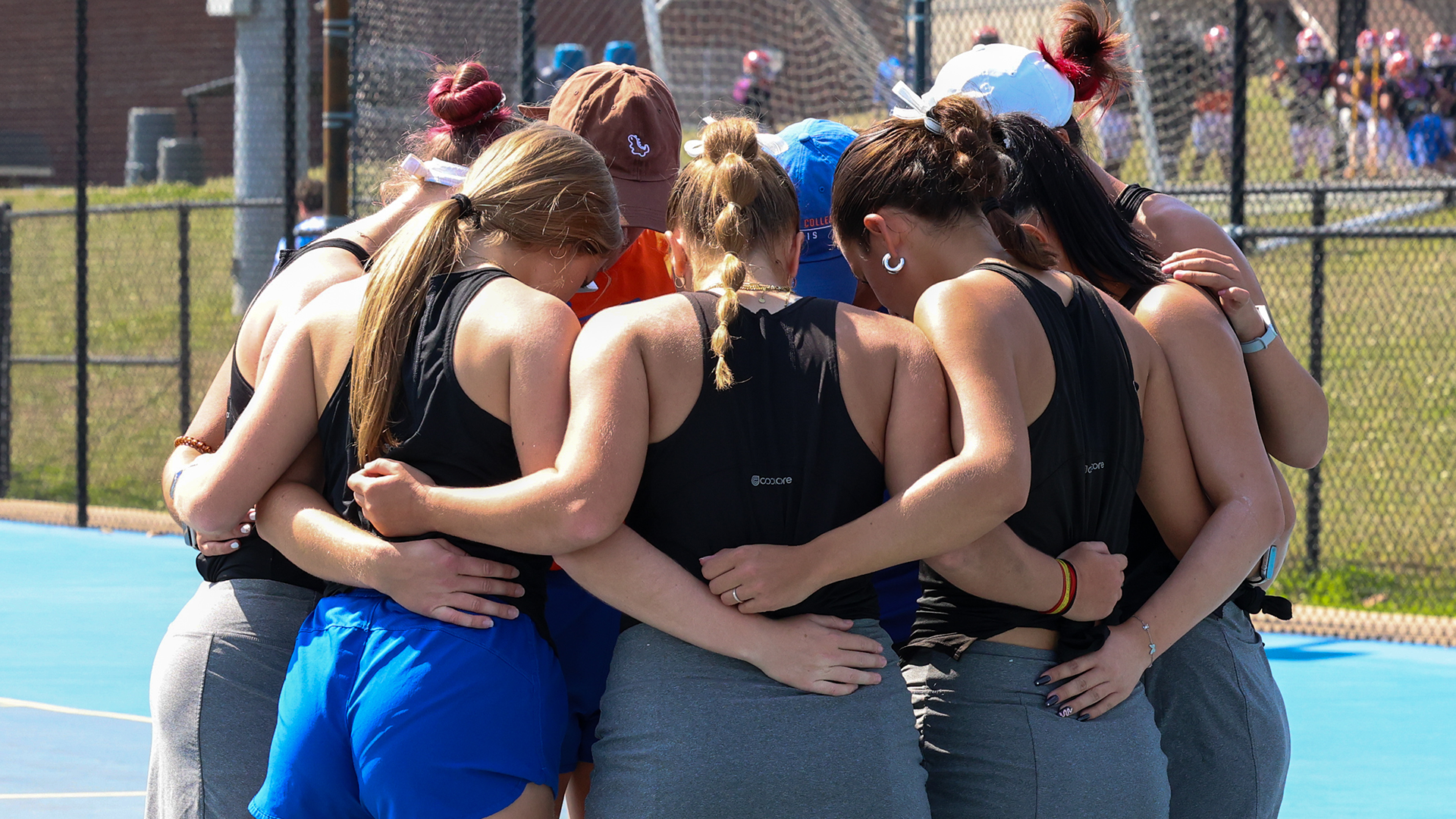 LCU Women's Tennis Team Huddle vs. Dillard 2/27/26
