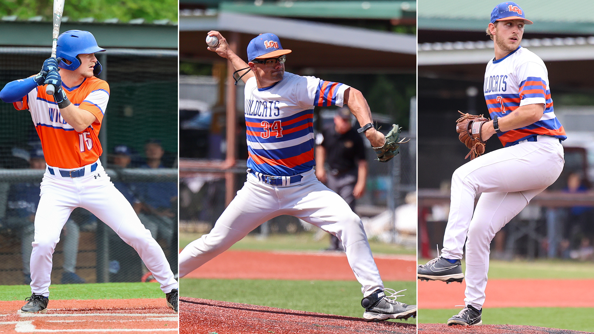 LCU Baseball 2026 First Team All-Conference Selections Matthew Cody, Kade Linn, Colton Williams