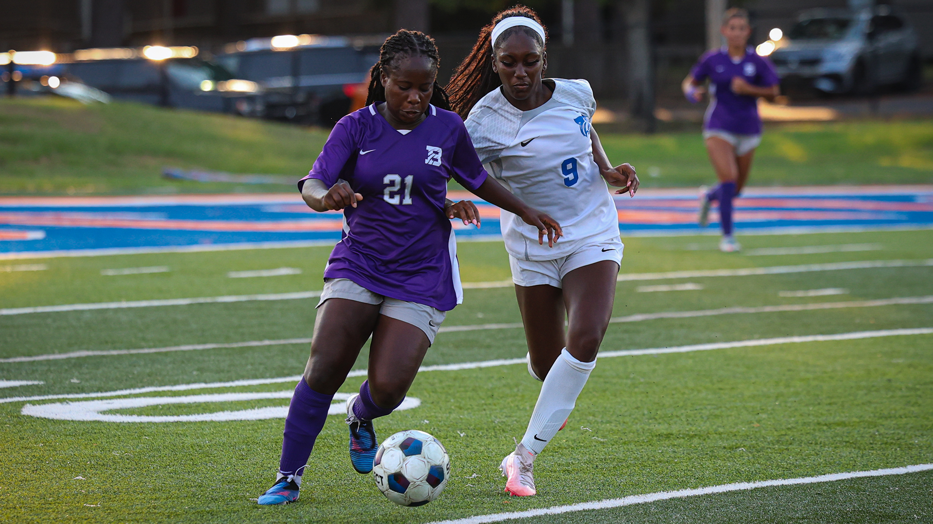 Giselle Laing battles for the ball with an opponent vs. Bethel 8/28/26