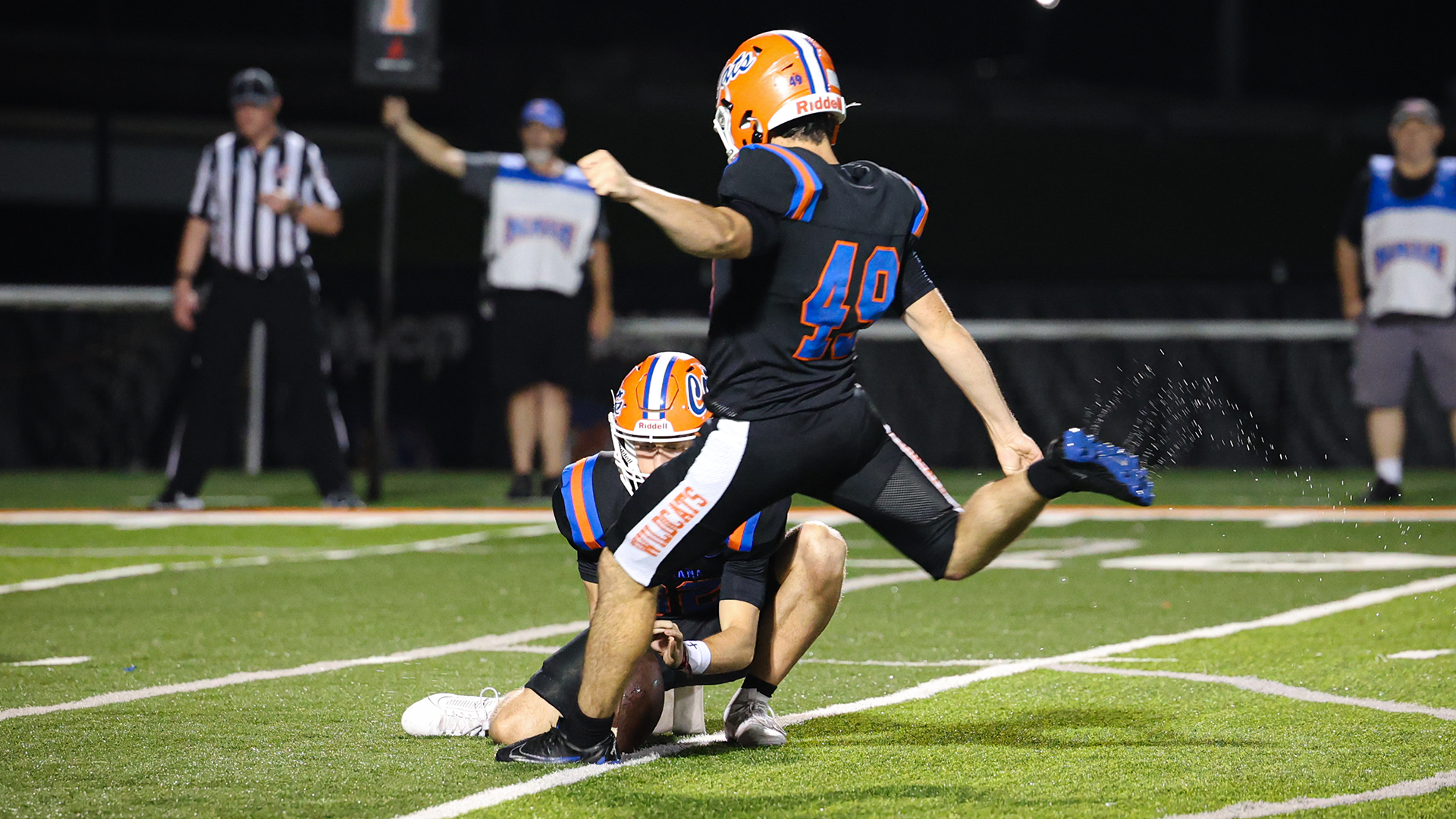Preston Baker kicks point after touchdown out of Luke Raffray's hold vs. Langston 9/5/26