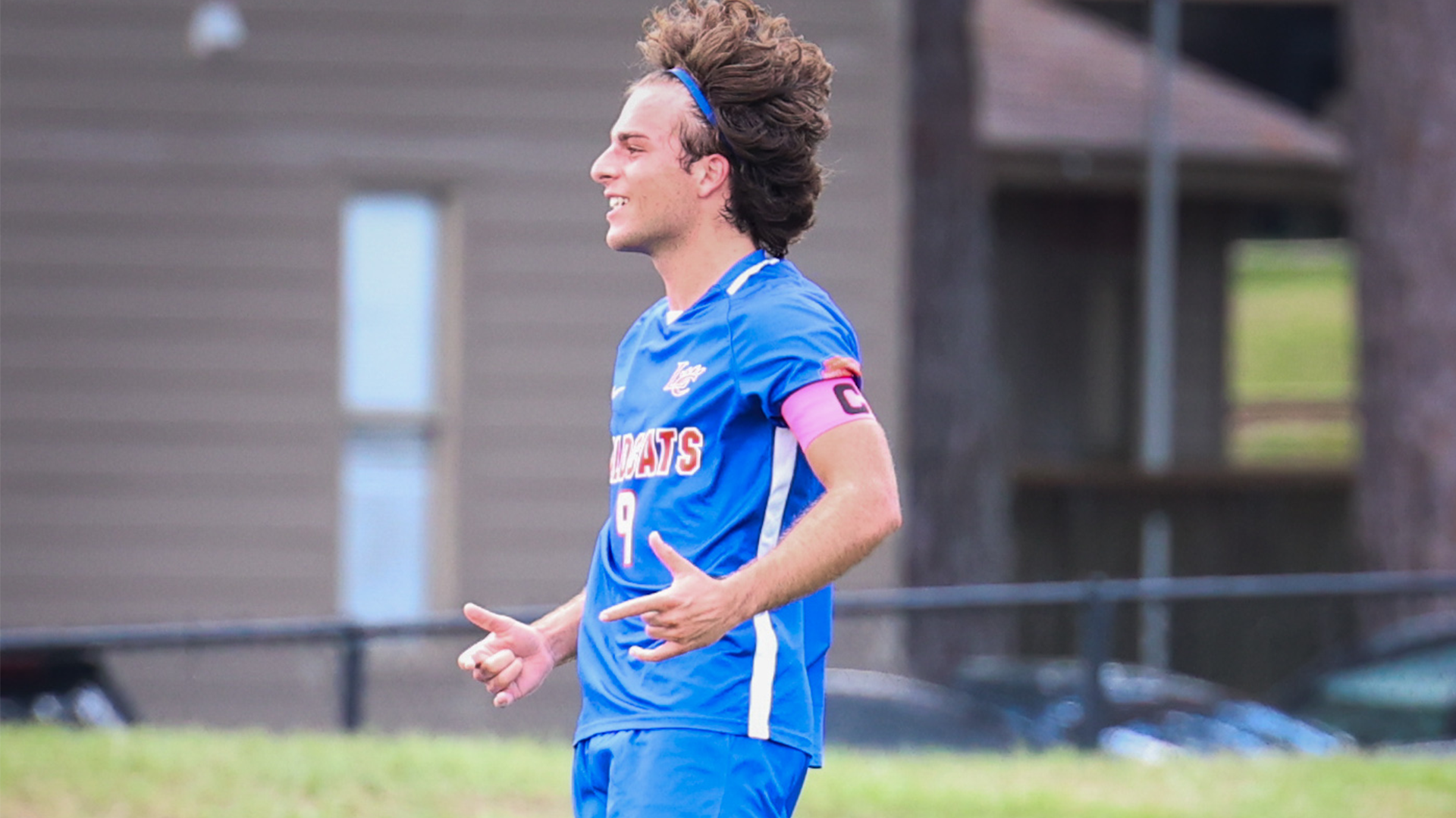 Aran Hernandez Vivar celebrates goal vs. Huston-Tillotson 9/5/26