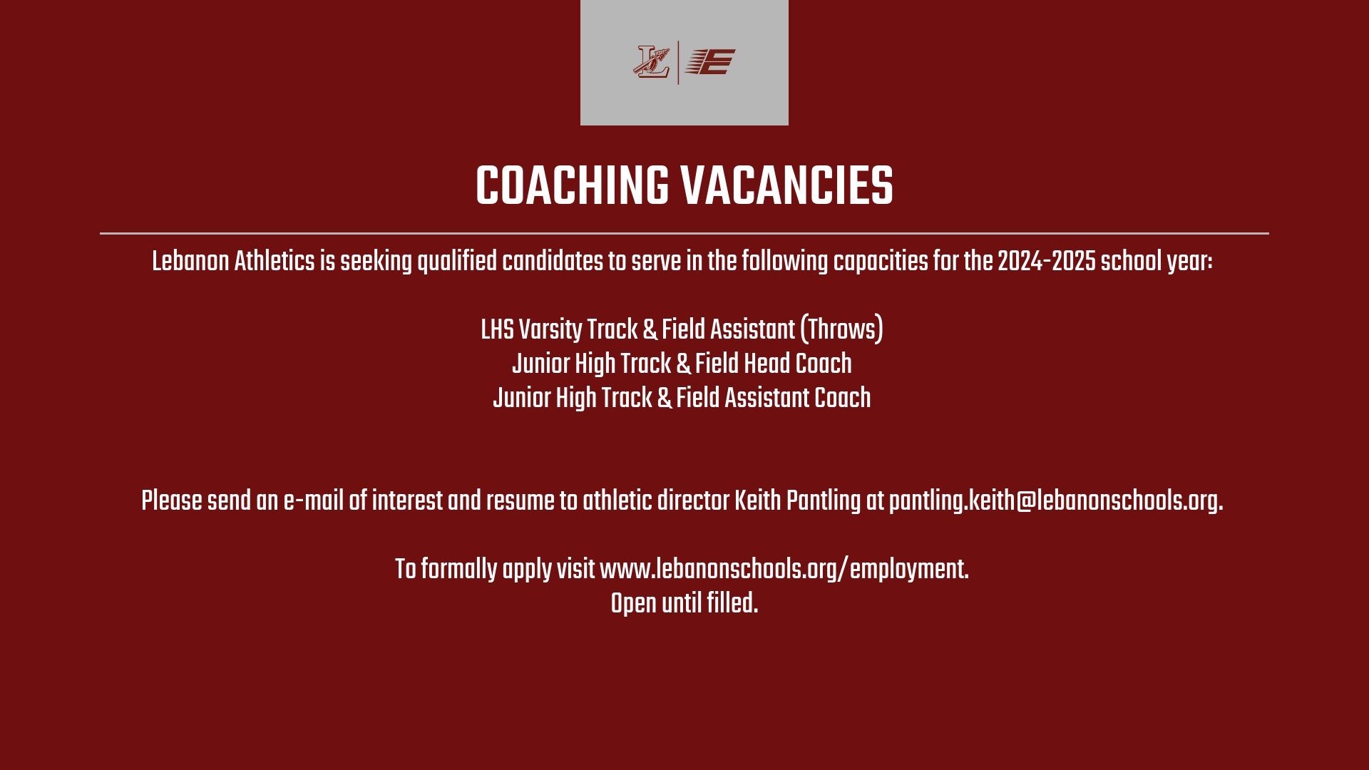 2024 Track and Field-Coaching Vacancies