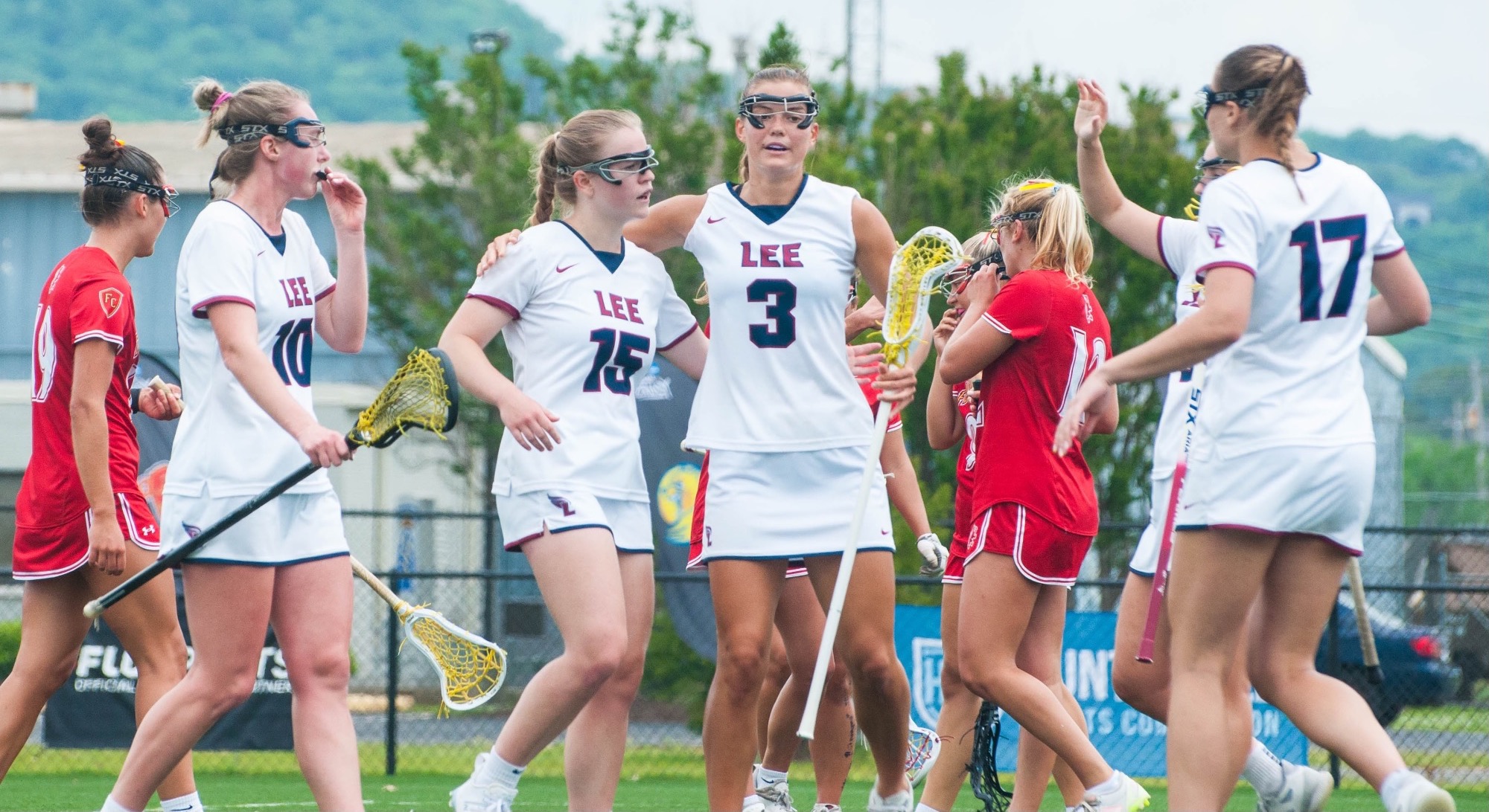 team celebrating goal