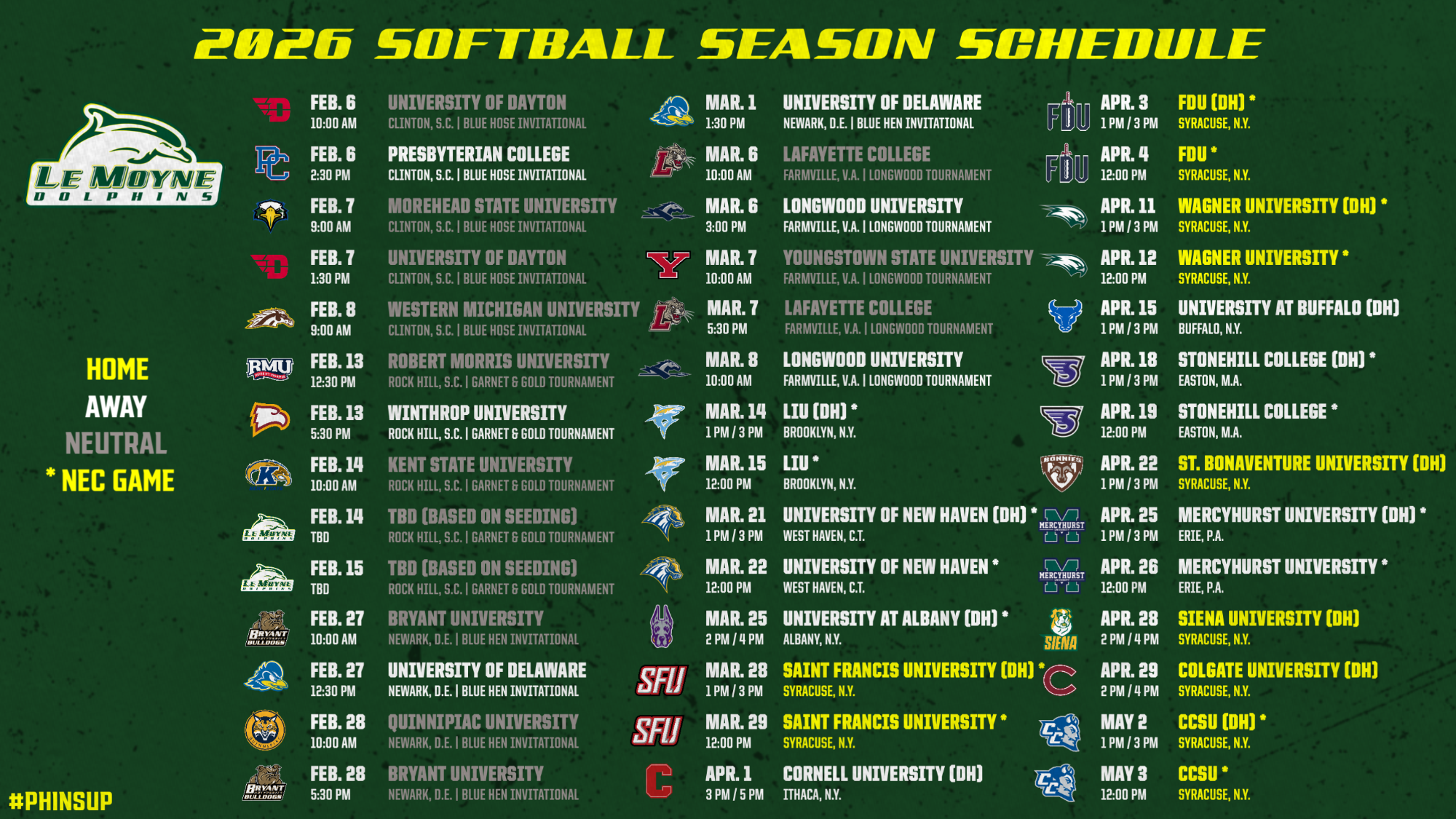 2026 SB Season Schedule