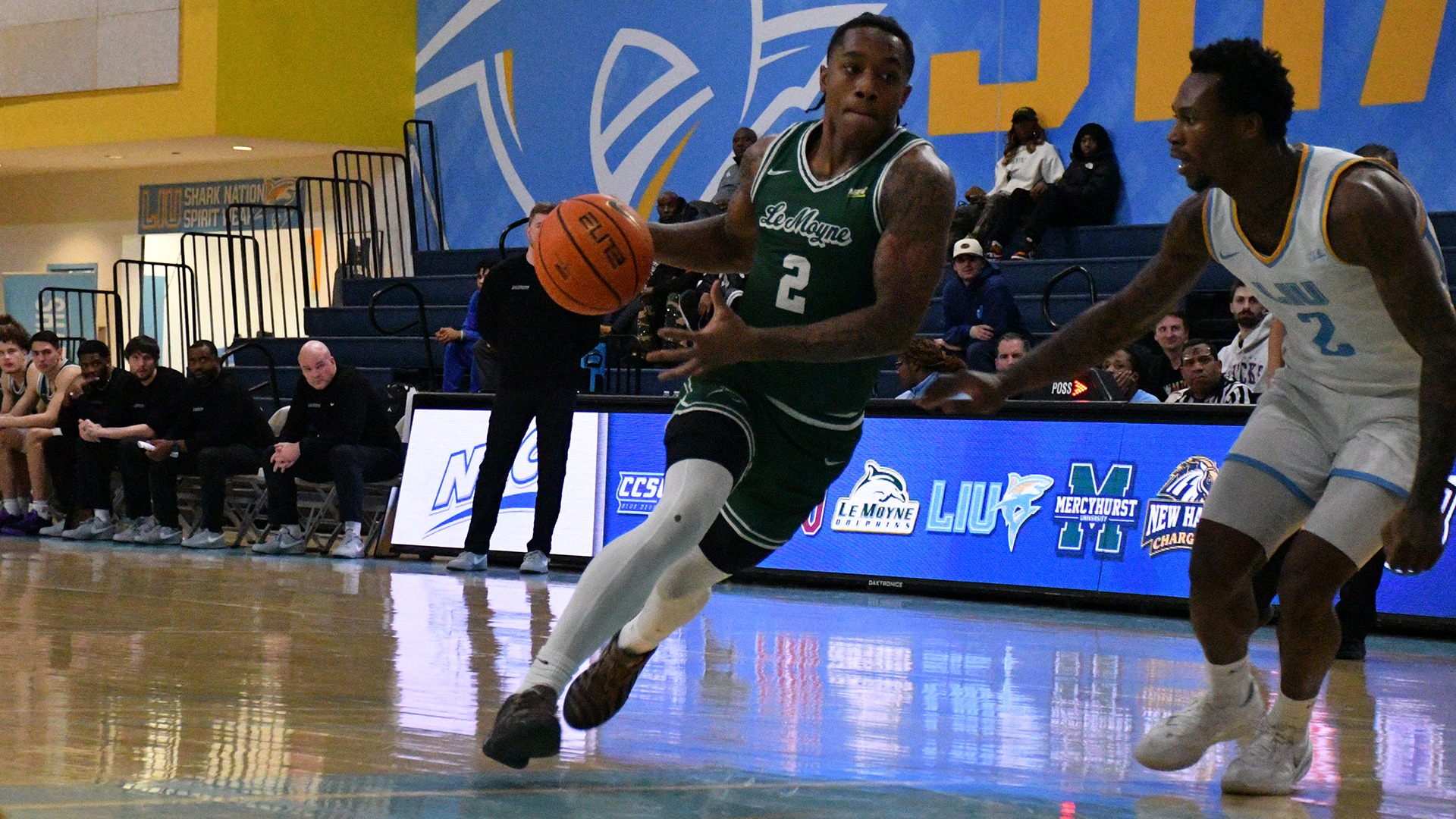 Jakai Sanders drives to the basket against LIU