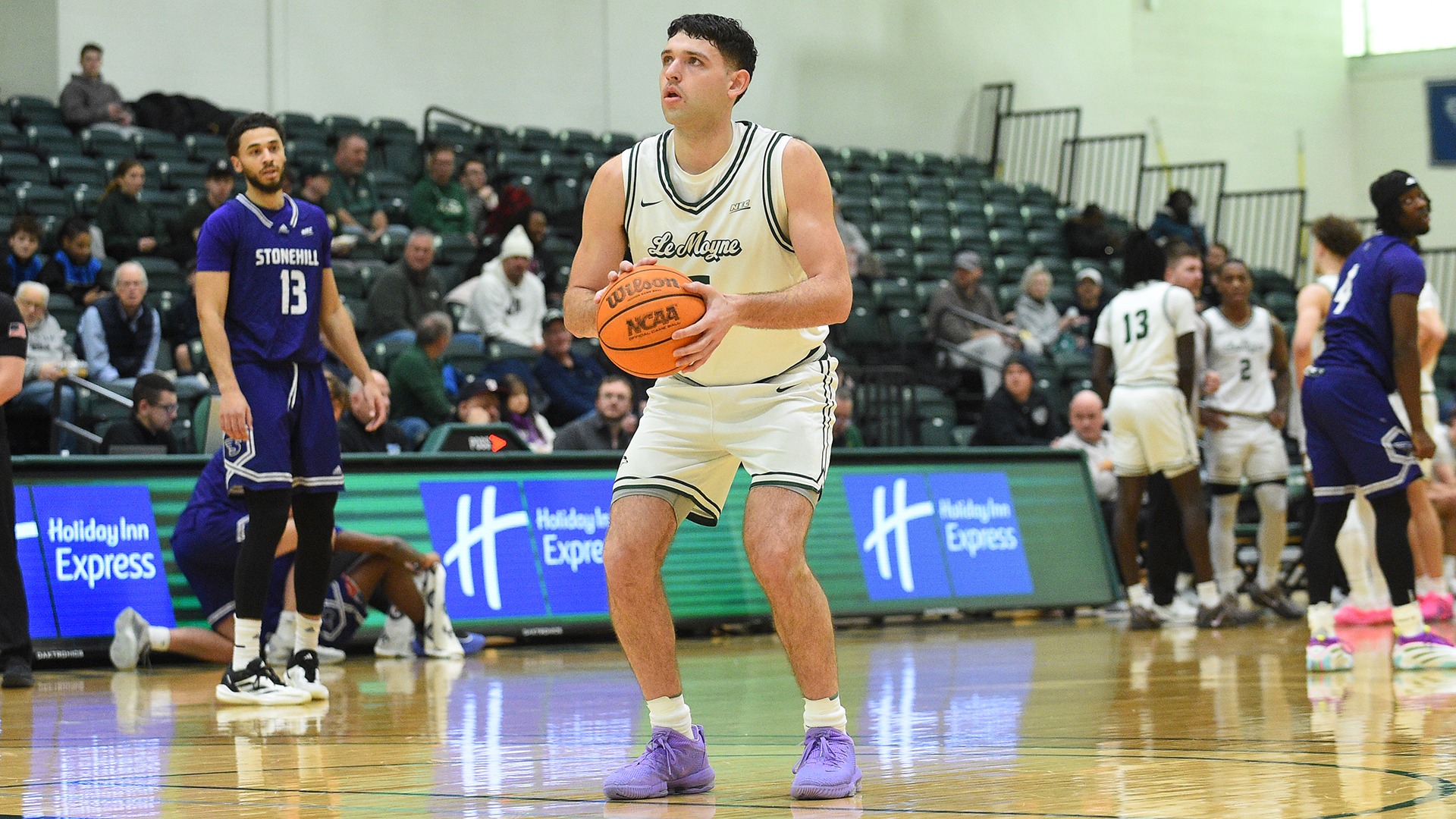 Trent Mosquera prepares to take a free throw against Stonehill