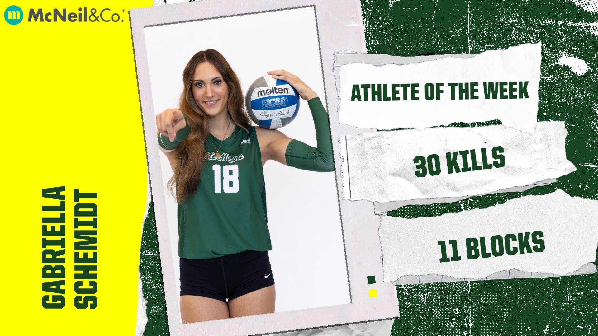 Gabriella Schemidt has been selected as the Le Moyne Athlete of the Week 