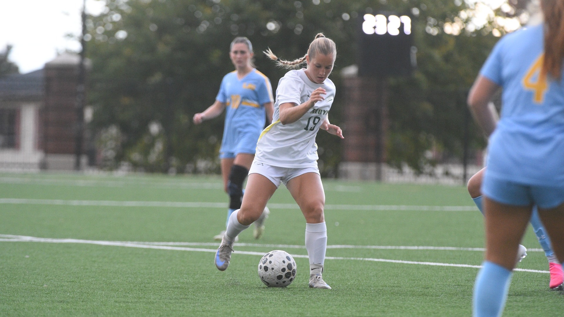 Callie Gillen controls the ball against LIU on 10/08/26. 