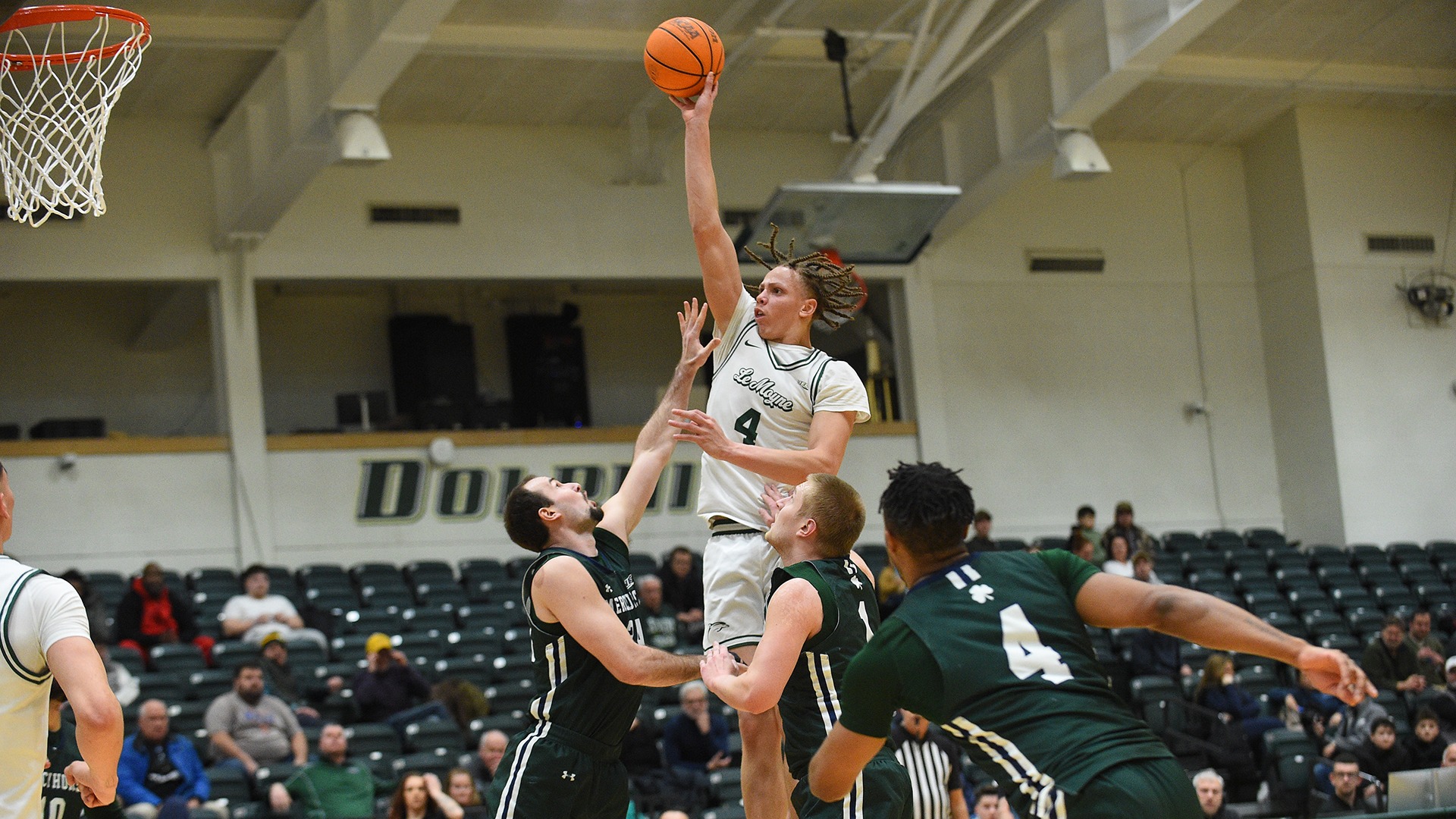 Shilo Jackson attempts a Jumper against Mercyhurst