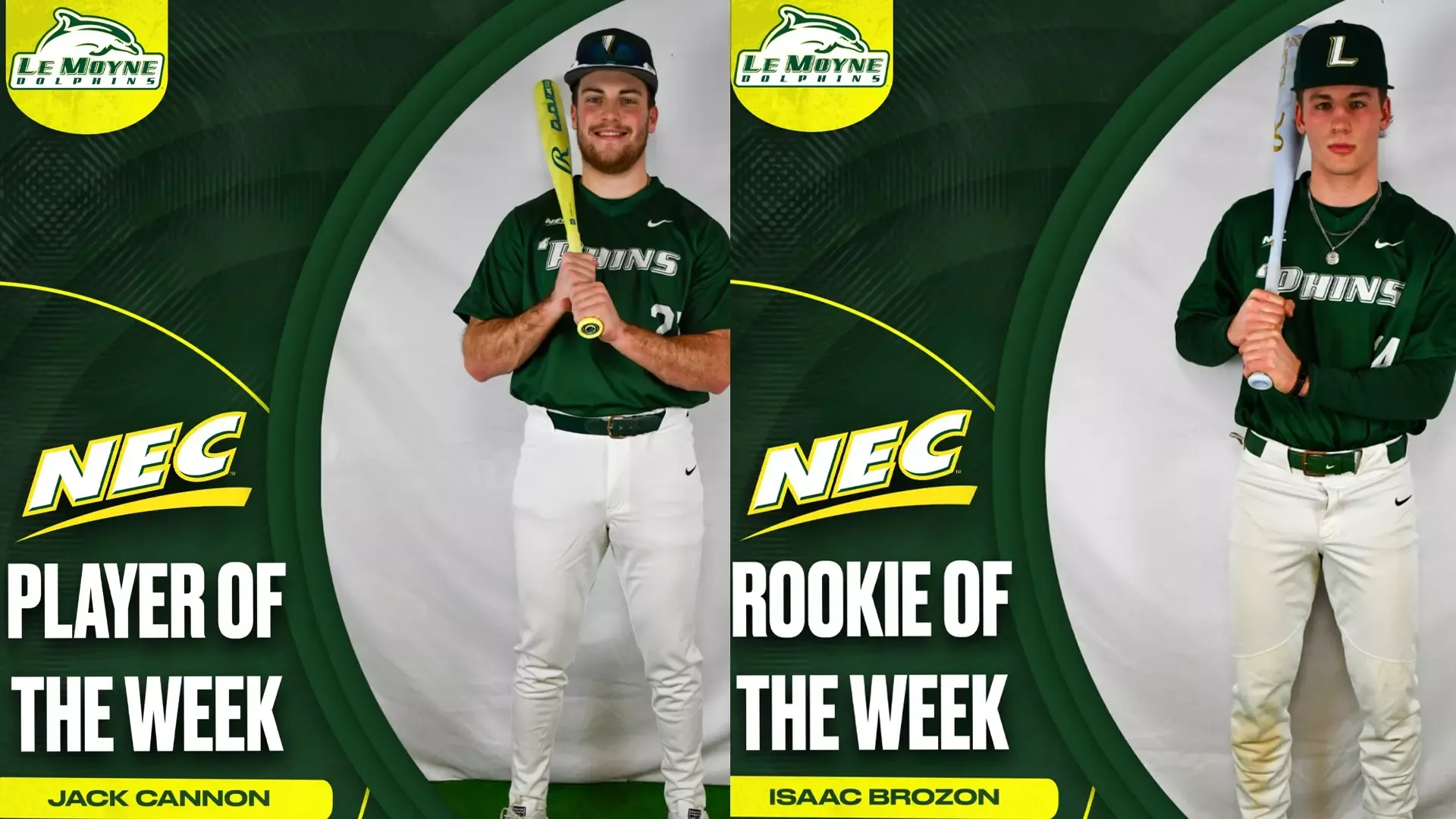 Jack Cannon and Isaac Brozon NEC weekly honors