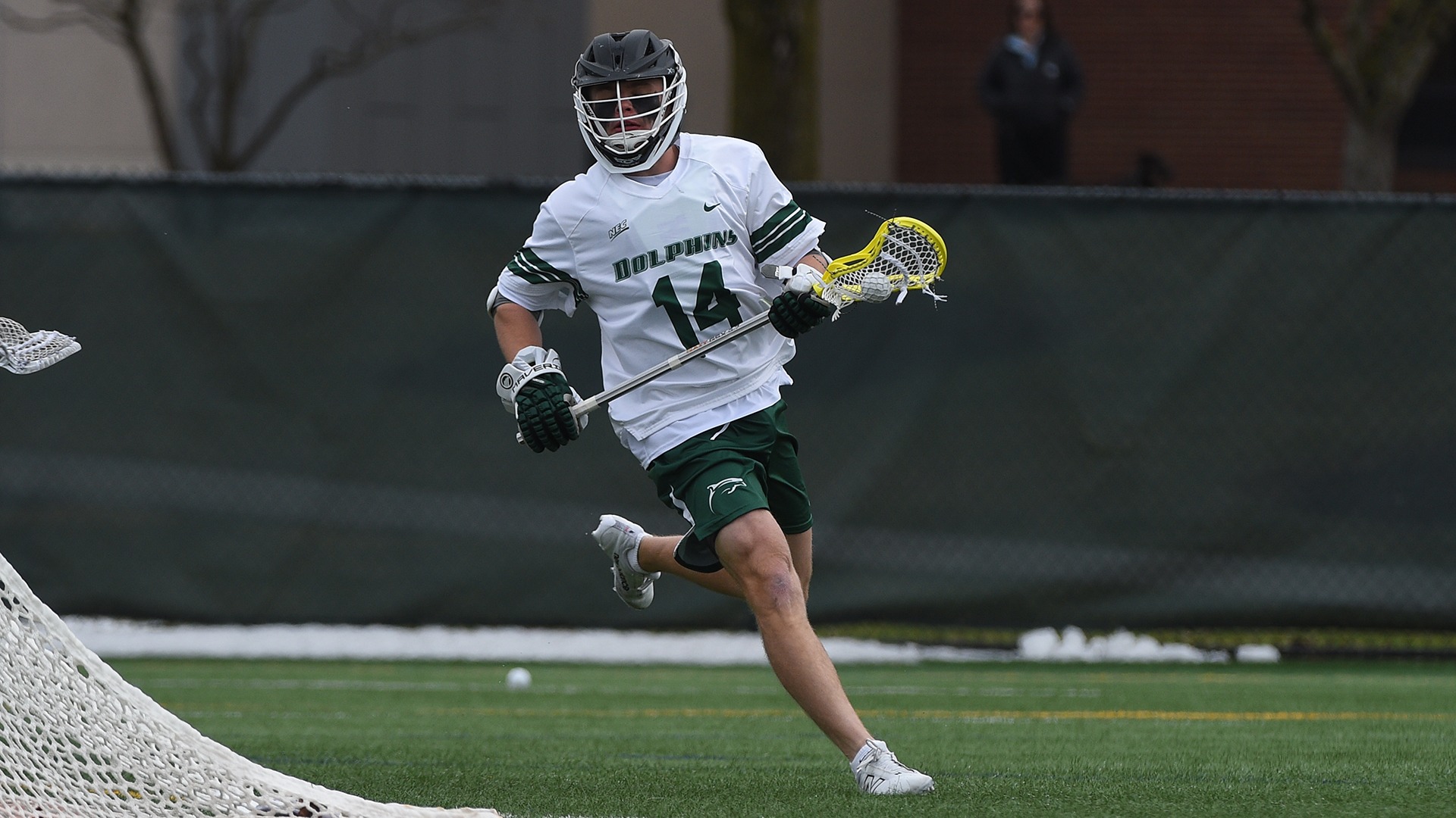 Thomas Berry carries the ball behind the goal against LIU