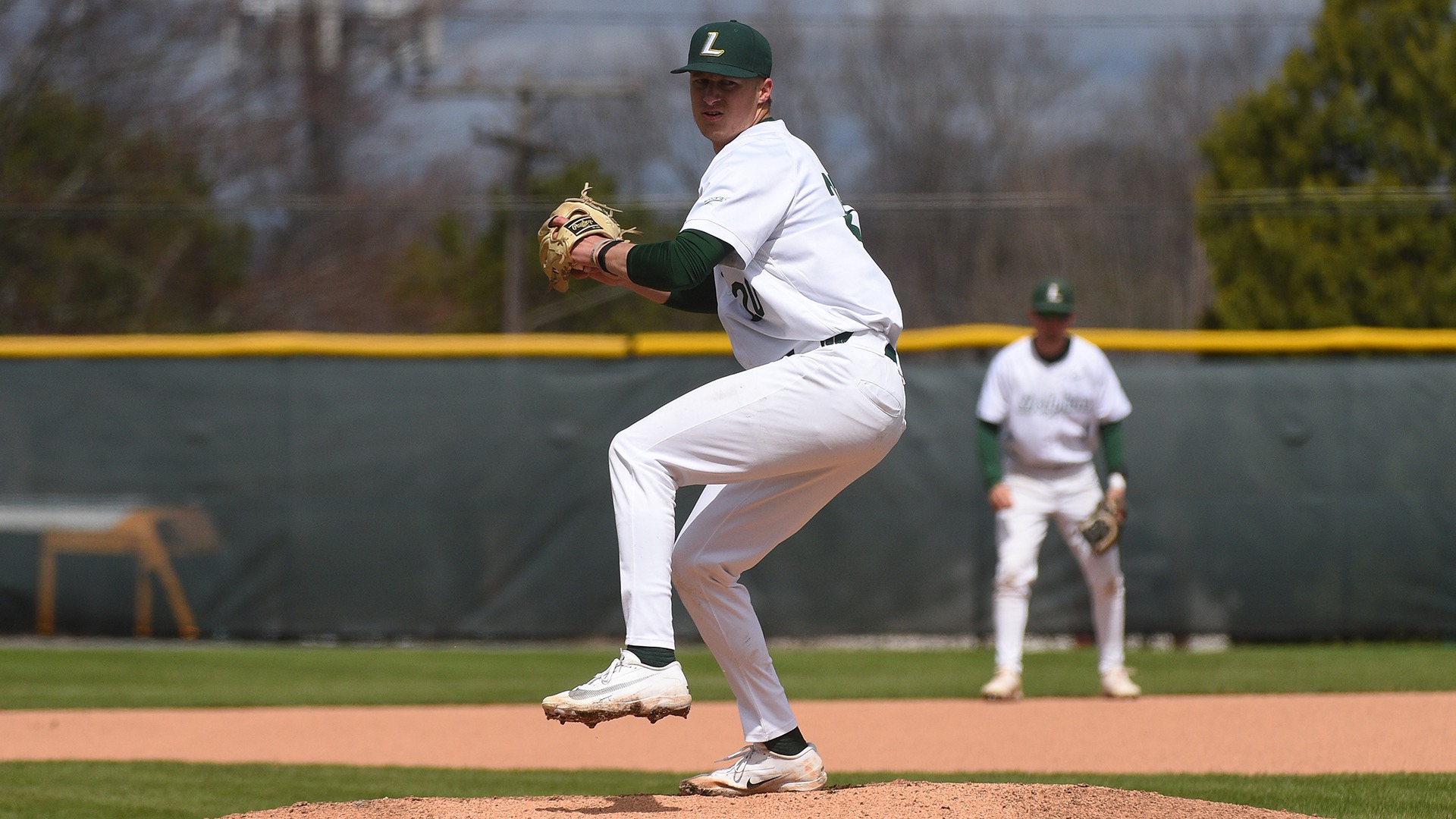 AJ Petraitis delivers a pitch against Mercyhurst University