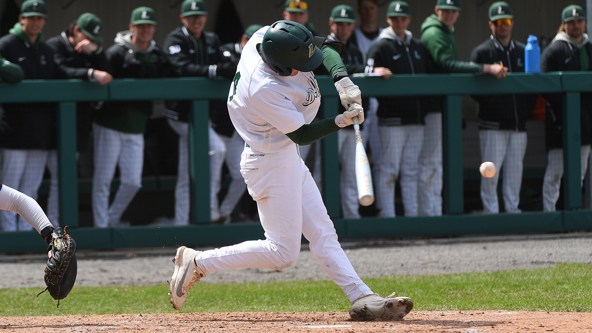 Isaac Brozon swings at a pitch against Mercyhurst on 4/11/26