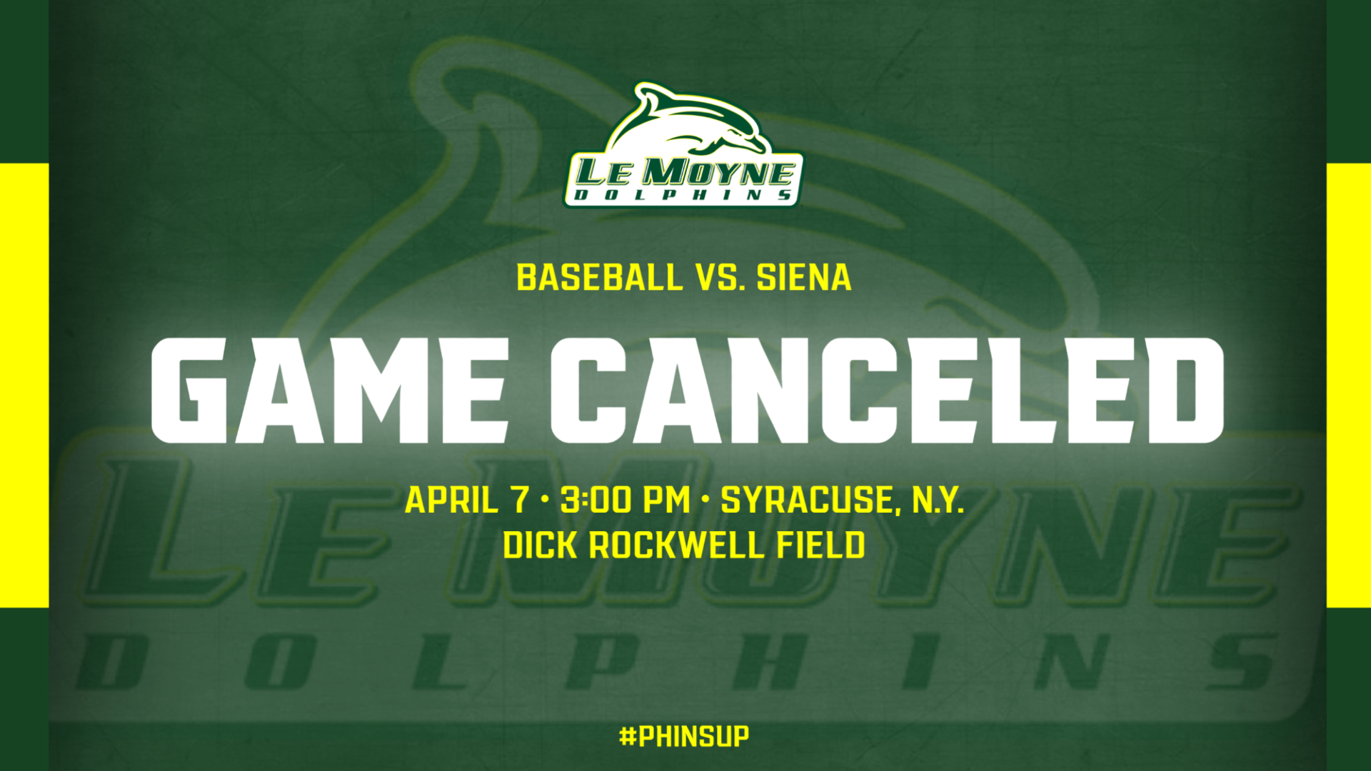 Baseball game vs. Siena has been canceled due to weather