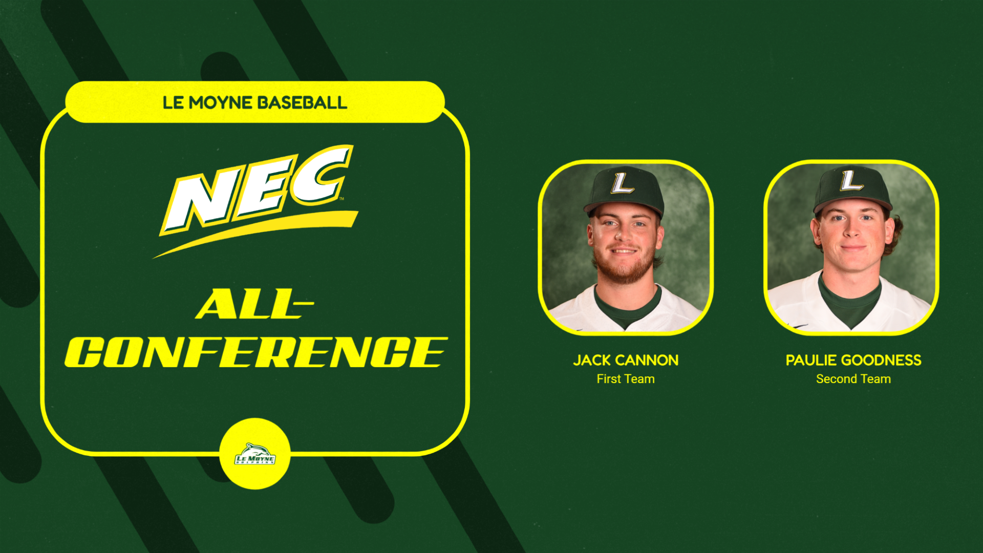 2026 Baseball NEC All-Conference honorees Jack Cannon and Paulie Goodness