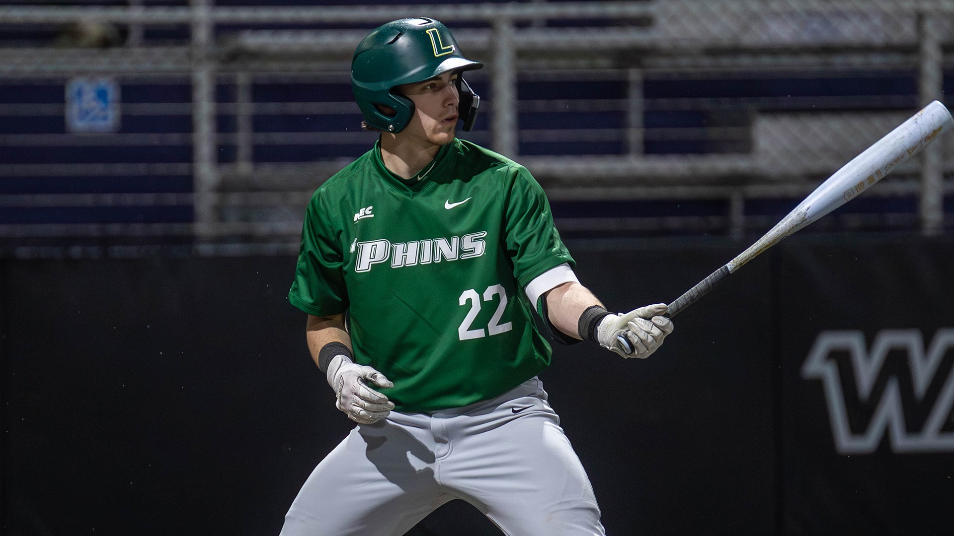 Ethan Farina gets in his batting stance against Tarleton State