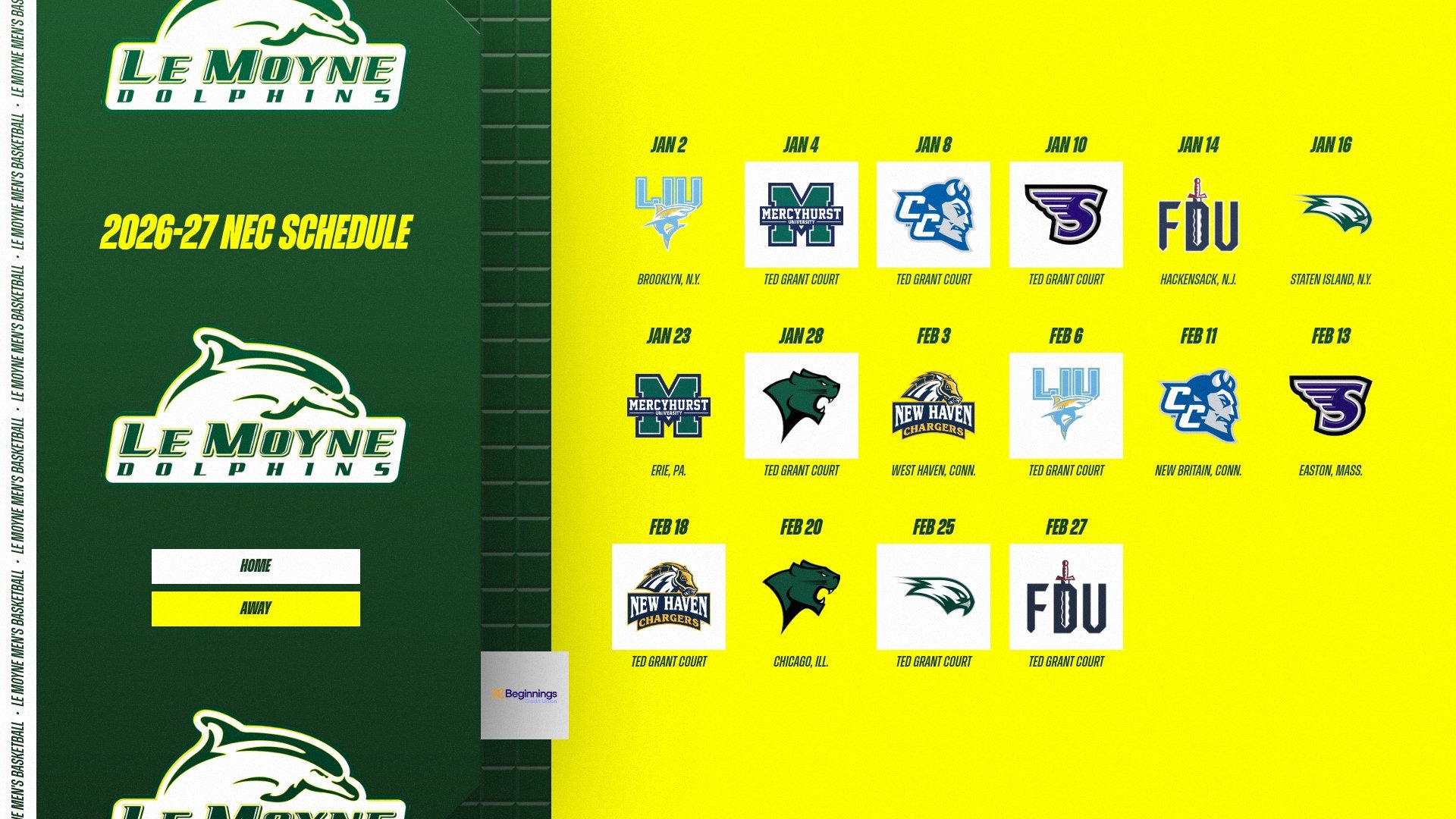2026-27 Men's Basketball NEC Schedule