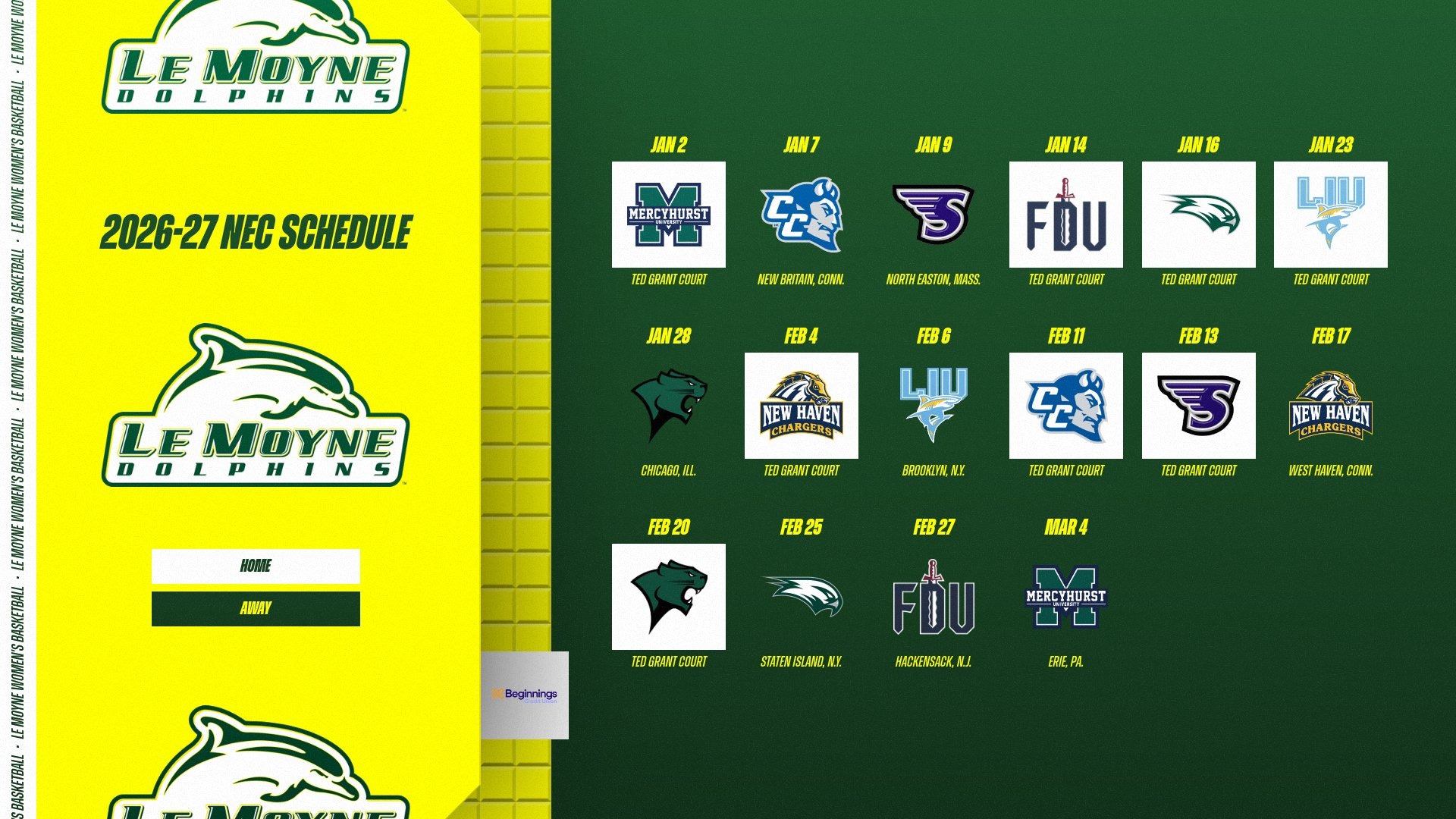 2026-27 Women's Basketball NEC Schedule
