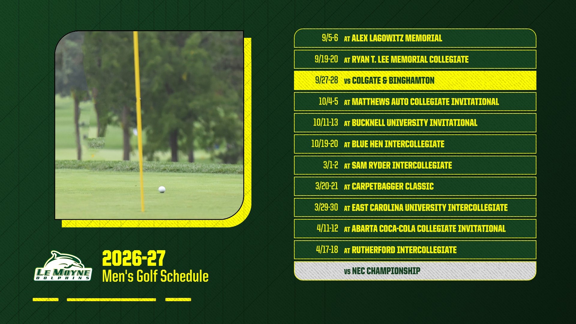 Men's Golf 2026-27 Schedule Announcement