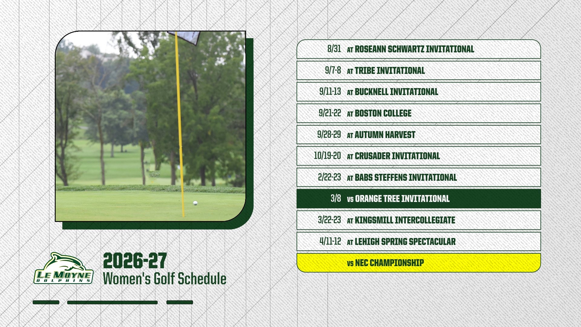 Women's Golf 2026-27 Schedule Announcement
