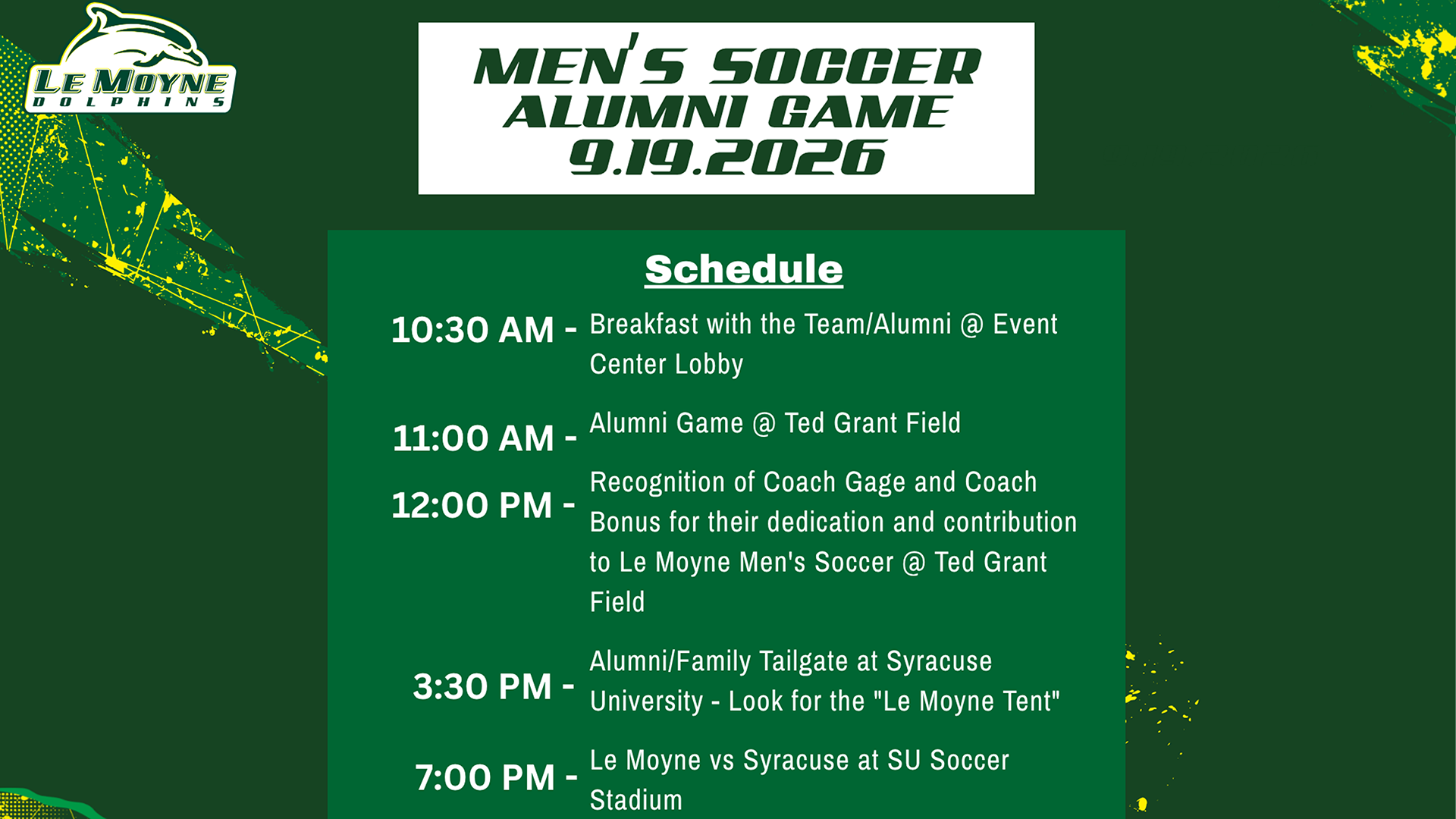 Men's Soccer Alumni Day Events