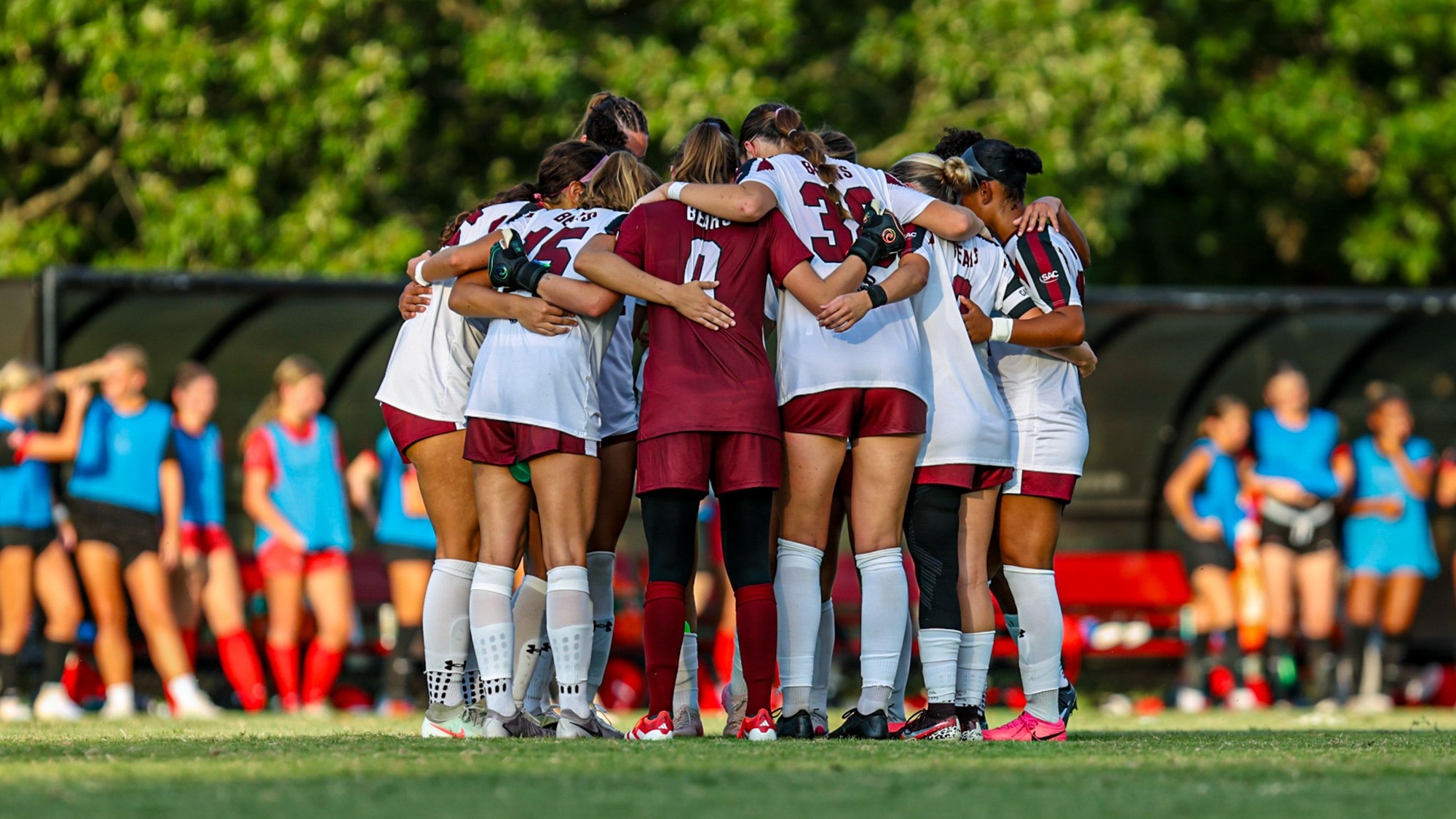 Women's soccer huddle