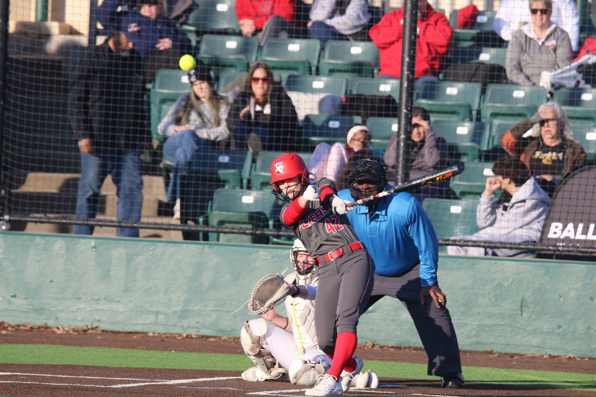 Erica Hoffman hits against Emporia State