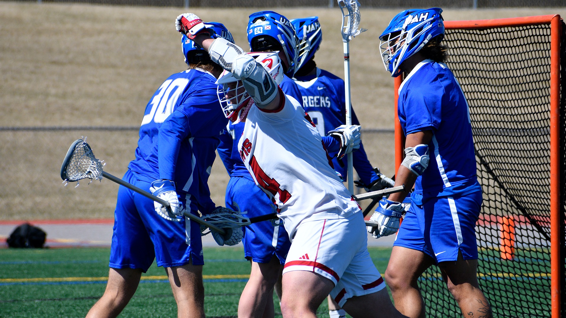 Paul Ruskoski celebrates a goal against Alabama Huntsville