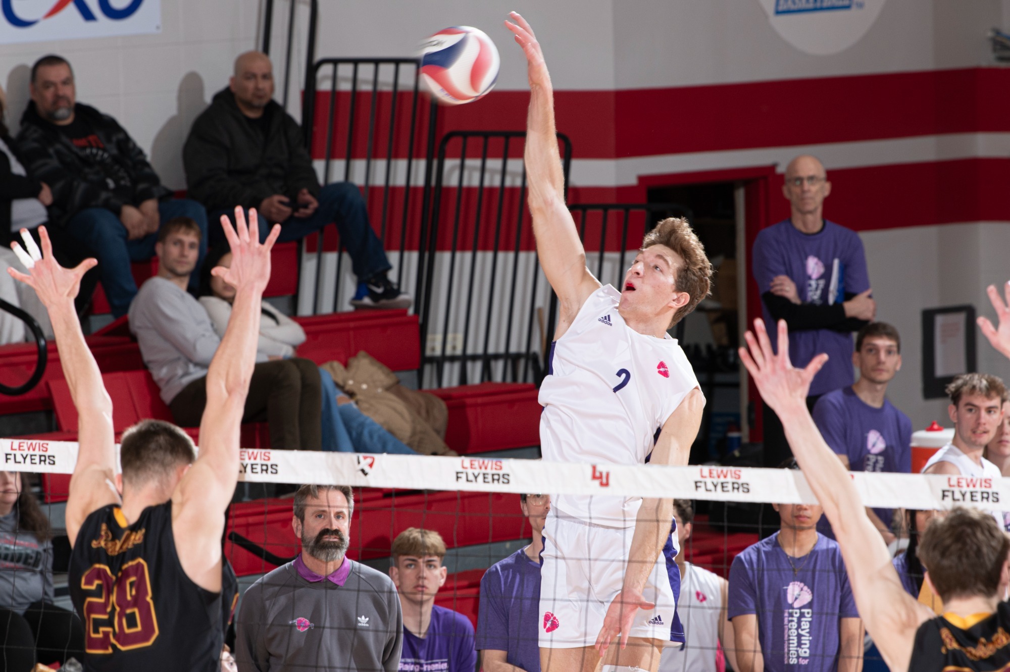 Cameron Hoying hits a ball against Loyola Chicago