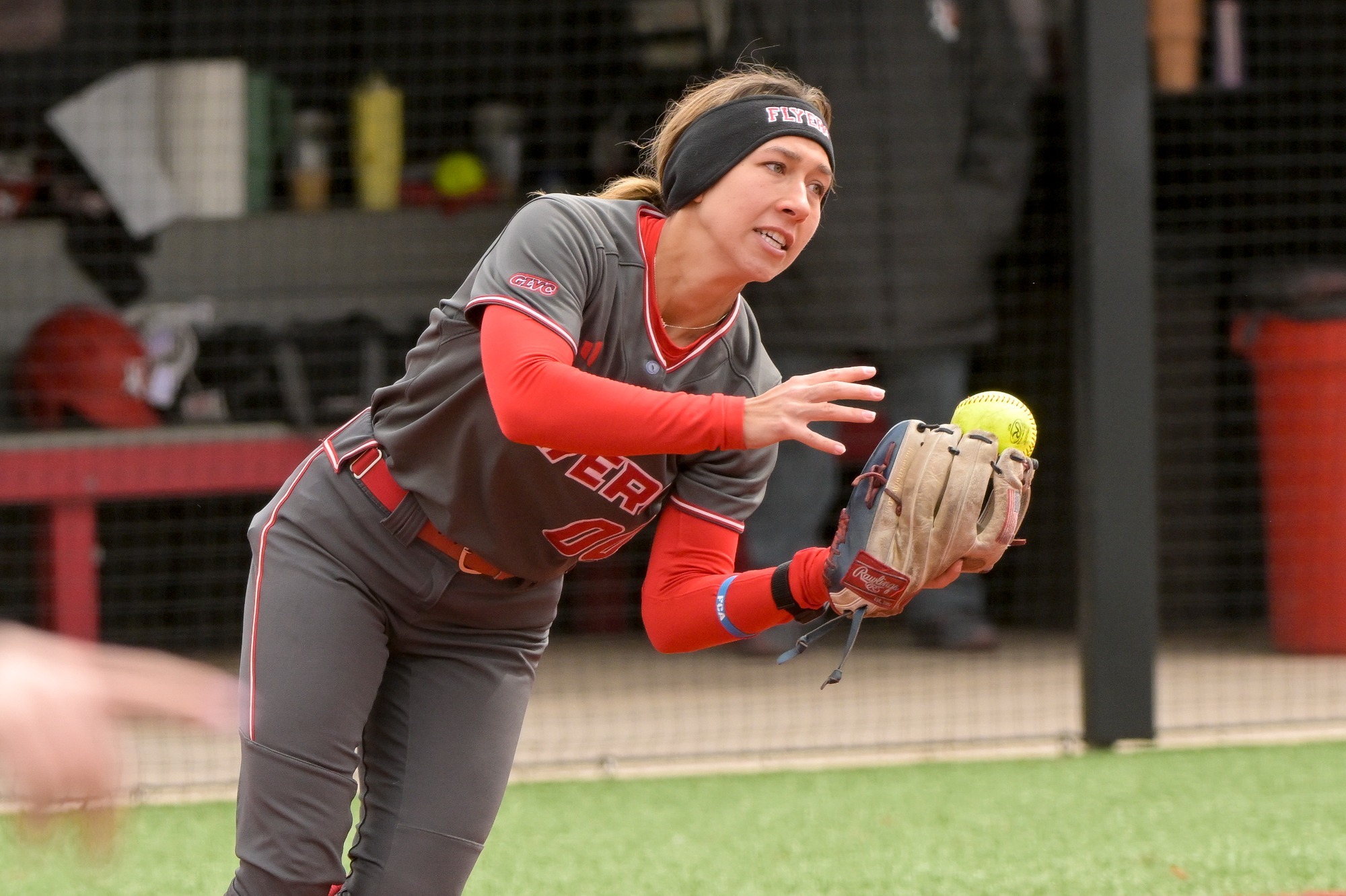 Katie Jensen fields a ball