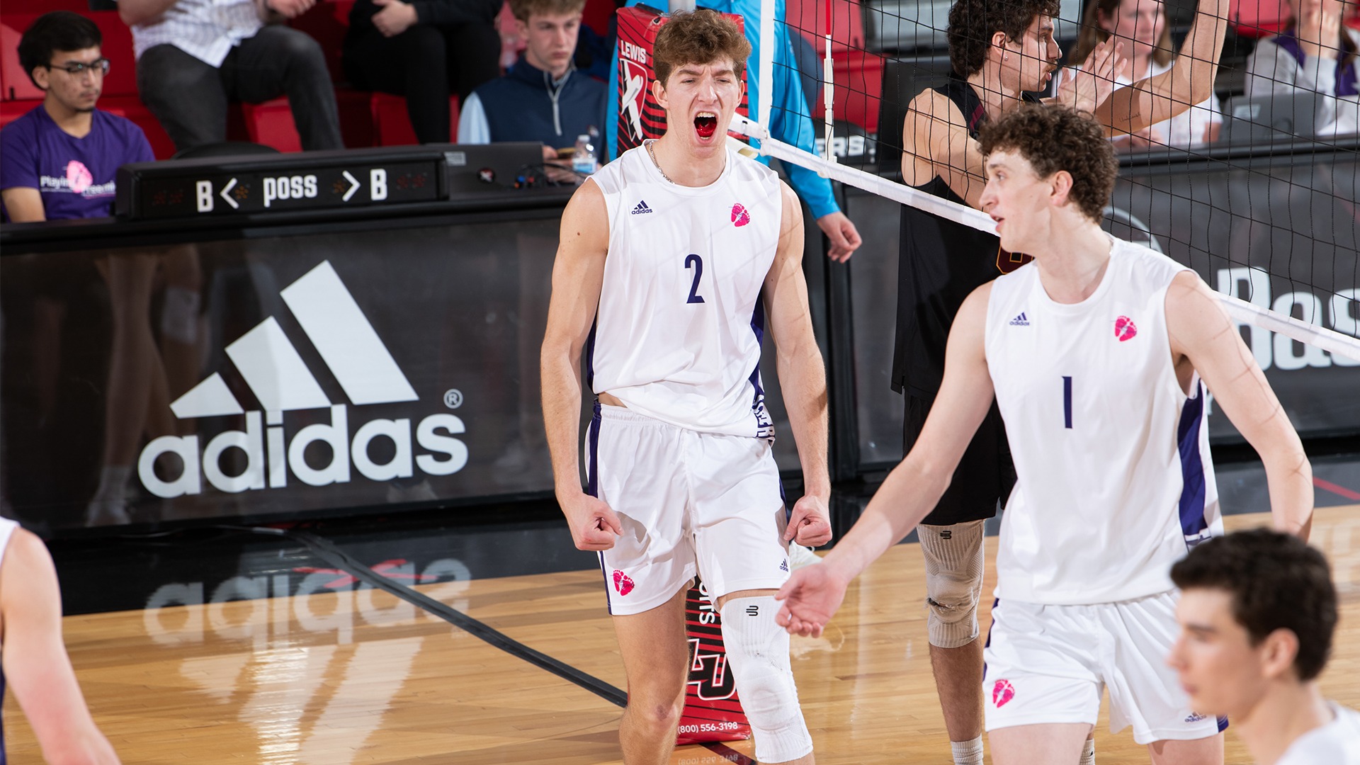 Cameron Hoying celebrates a point against Loyola Chicago