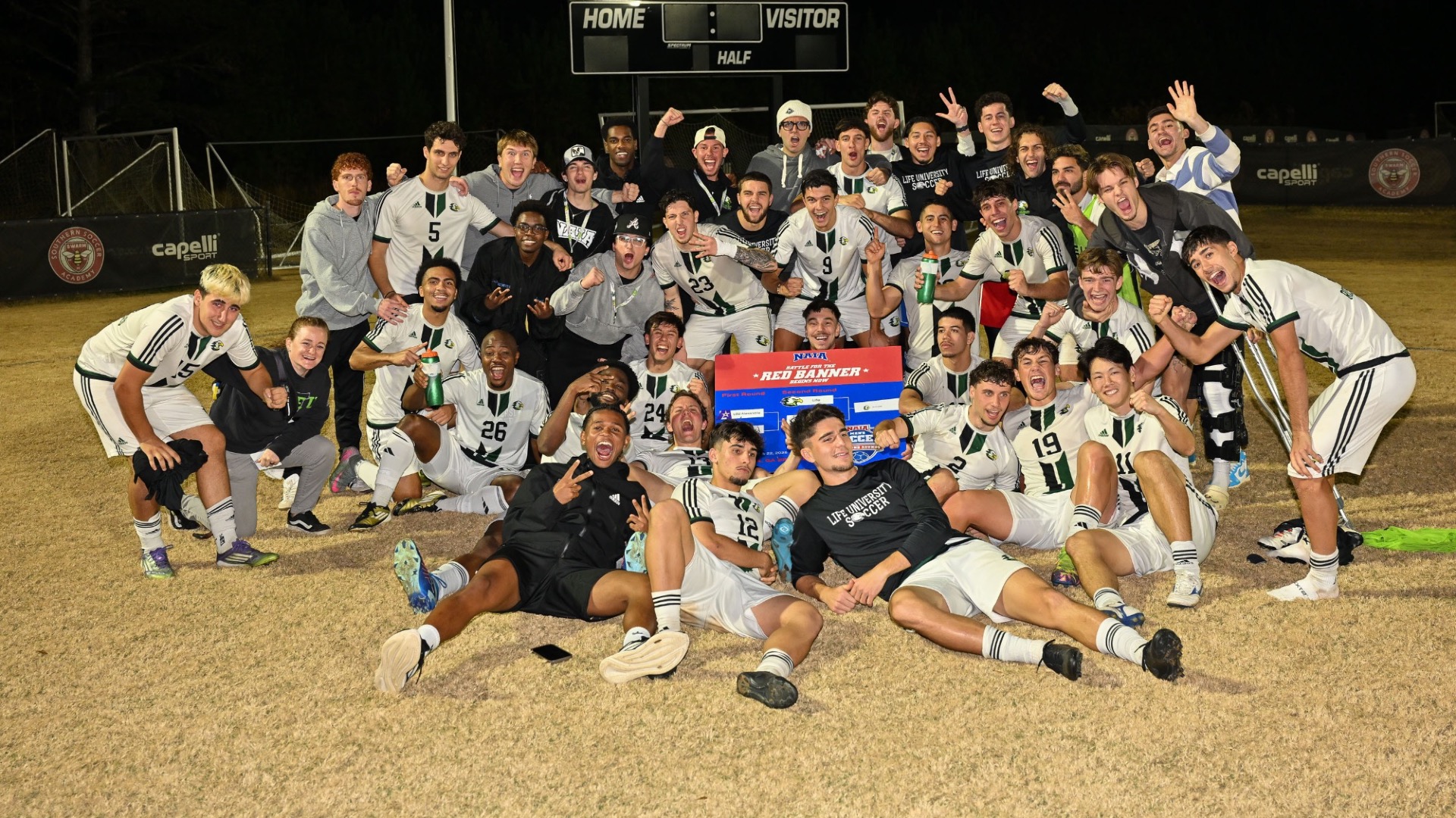 Scenes from Life University’s NAIA second round play off game against Milligan University Saturday, Nov. 22, 2025 at Marathon Soccer Park in Austell, Ga.  