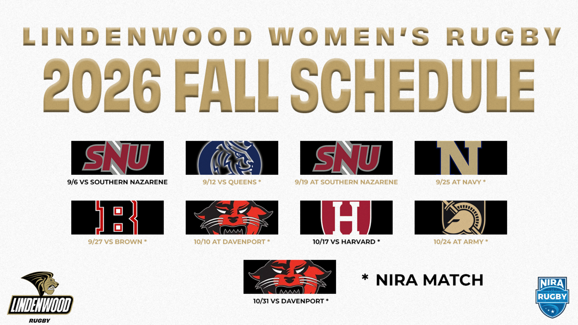 Women's Rugby Updated Schedule