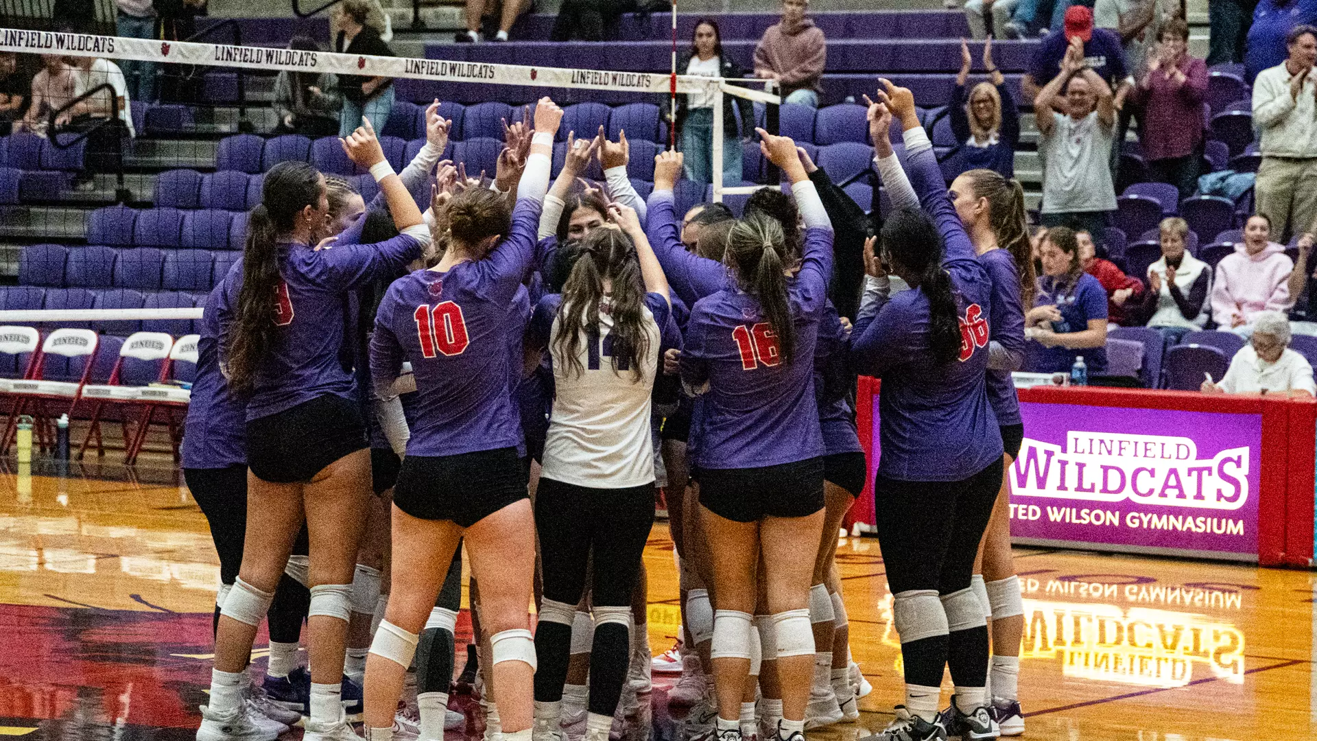 2026 Linfield VB huddle