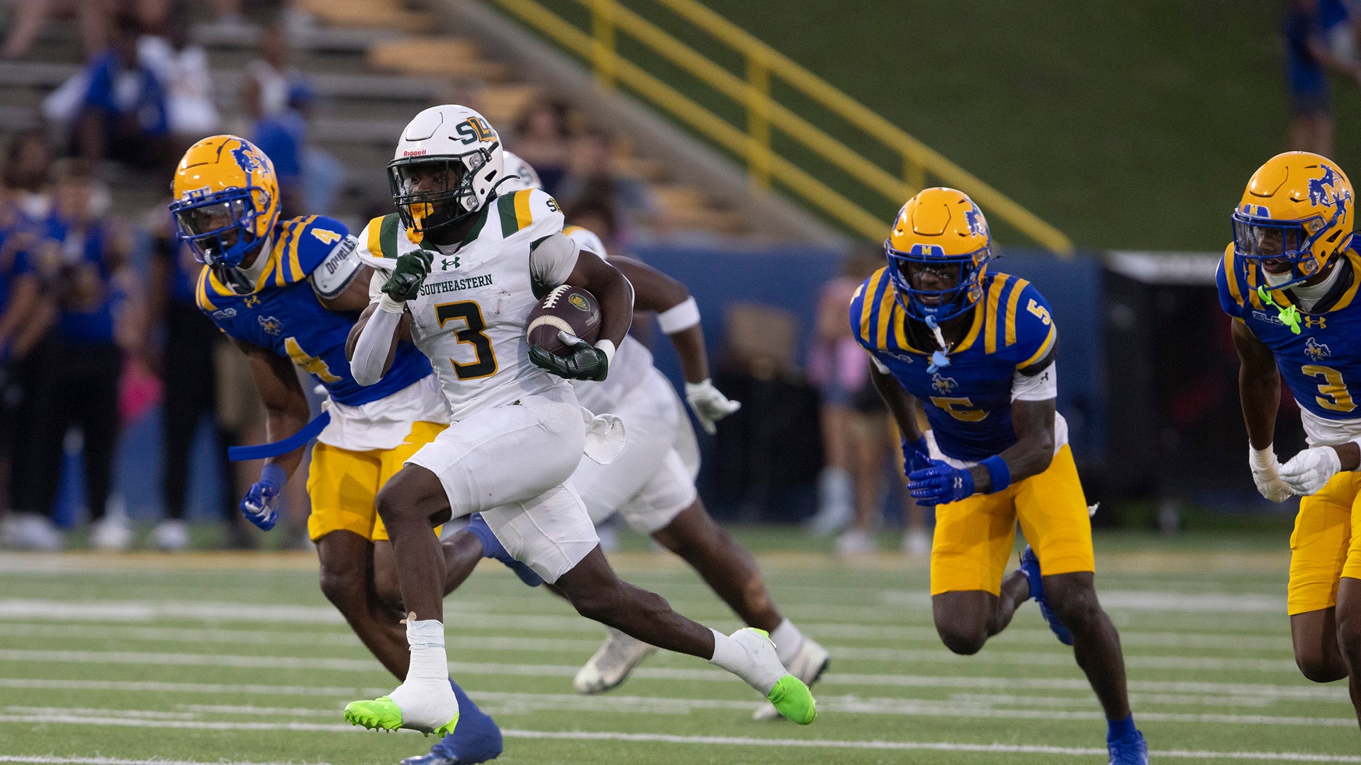 Deantre Jackson pulls away from the McNeese defense on Oct. 4, 2025