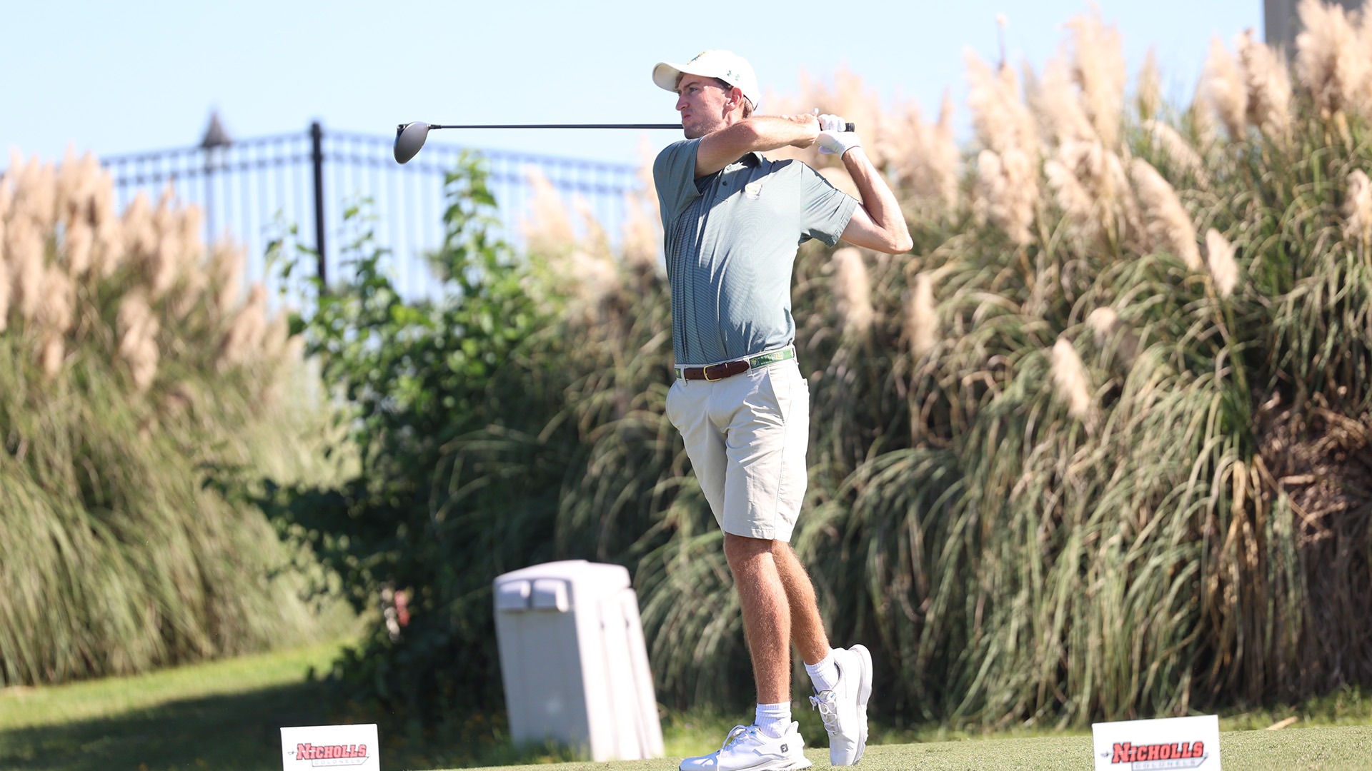 Colby Sullivan takes a swing at the LaTour Intercollegiate on Oct. 20, 2025