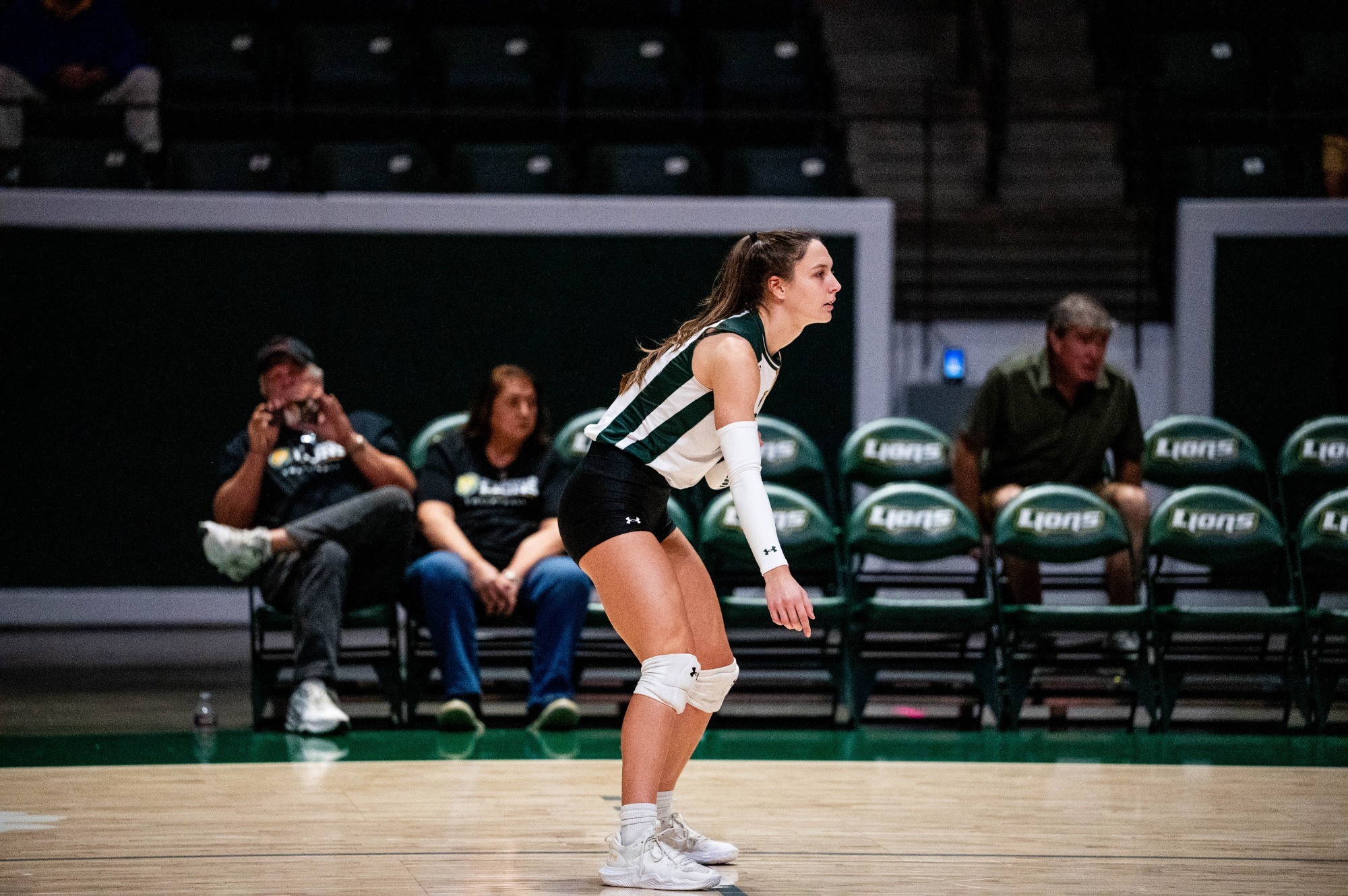 Kyra McKelvey prepares for a point vs. McNeese Sept. 25