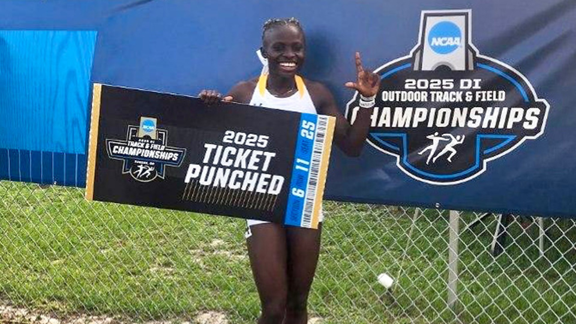 Onyah Favour celebrates qualifying for National Championships at NCAA East First Round 5/31/25