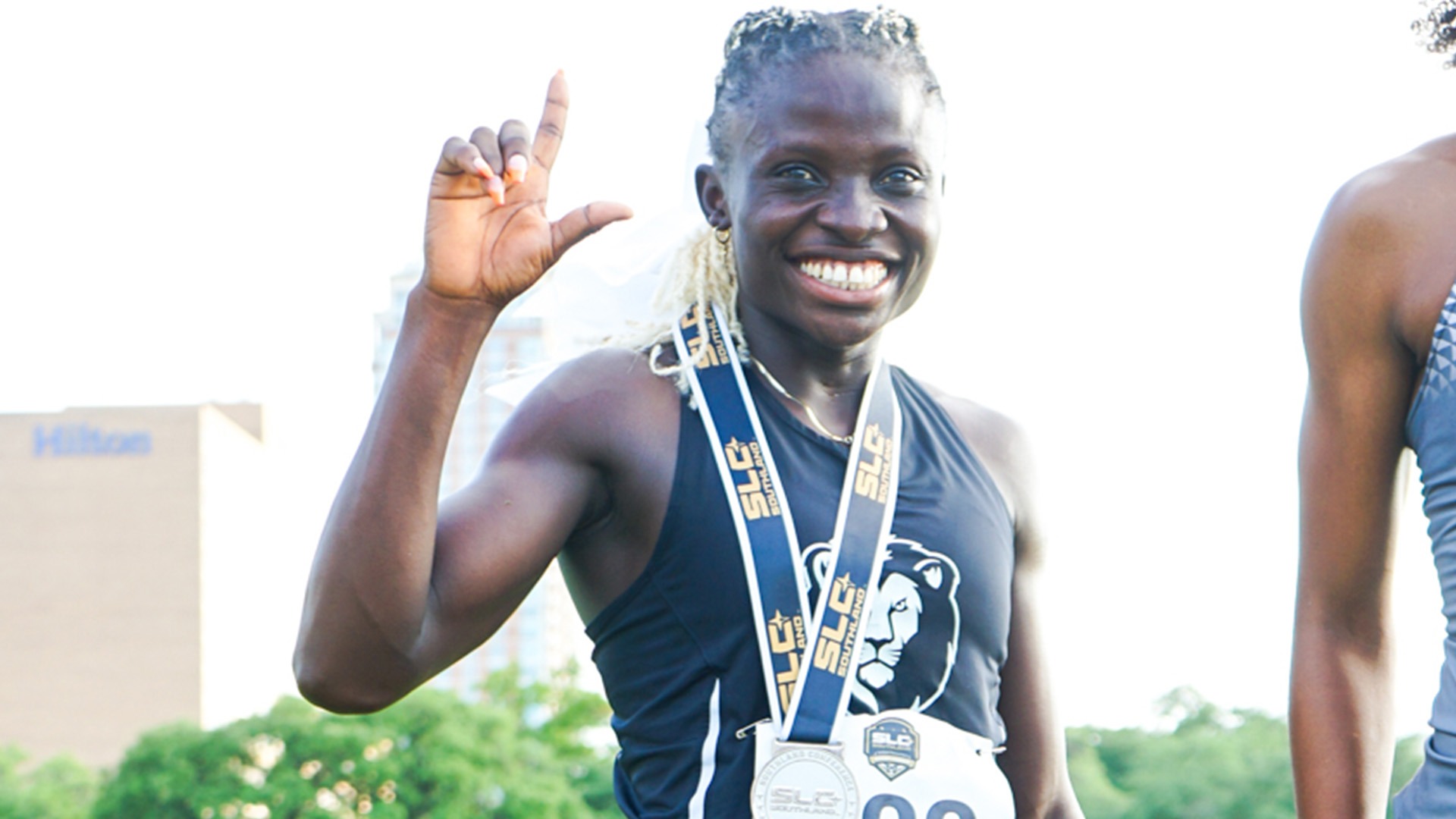 Onyah Favour celebrates SLC 400m silver medal SLC Outdoor Championships 5/17/25